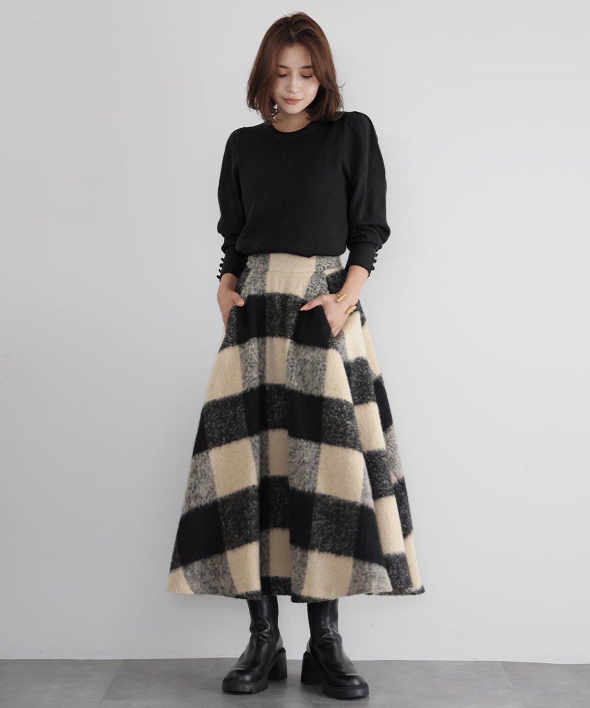 身長：162cm　着用サイズ：Mサイズ
