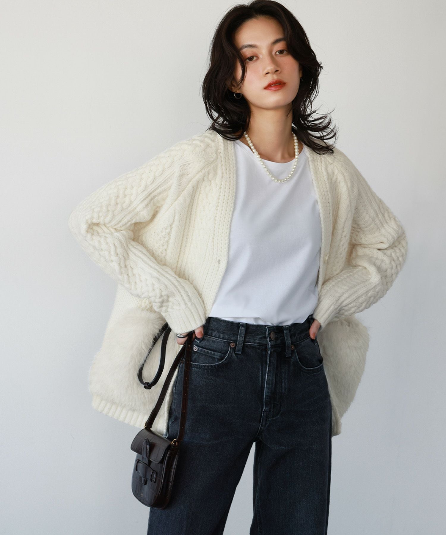 新品☺︎配色ファーコーディガン コーディガン DECOY｜クロスプラス公式通販サイト