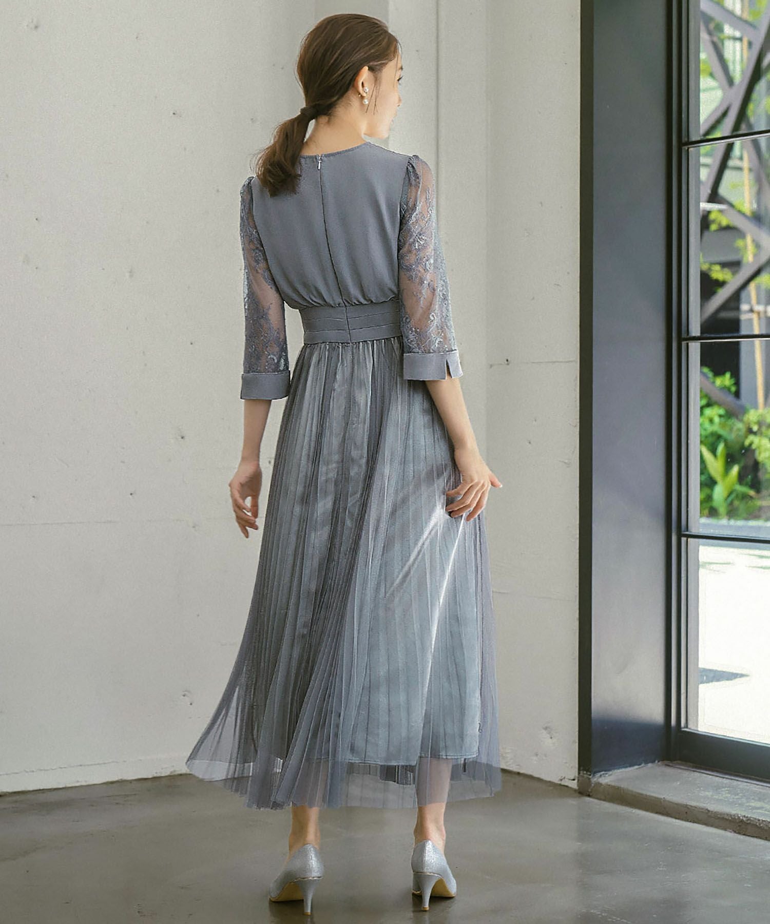 結婚式・お呼ばれ対応 | レース×チュールプリーツドレス - パーティー
