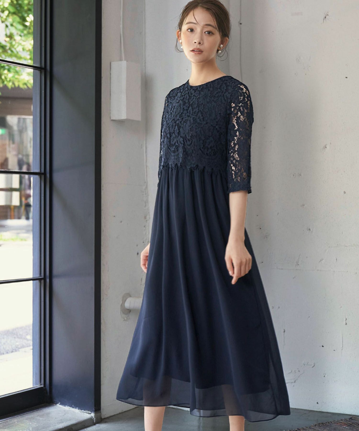 結婚式・お呼ばれ対応 | レースドッキング風パーティードレス