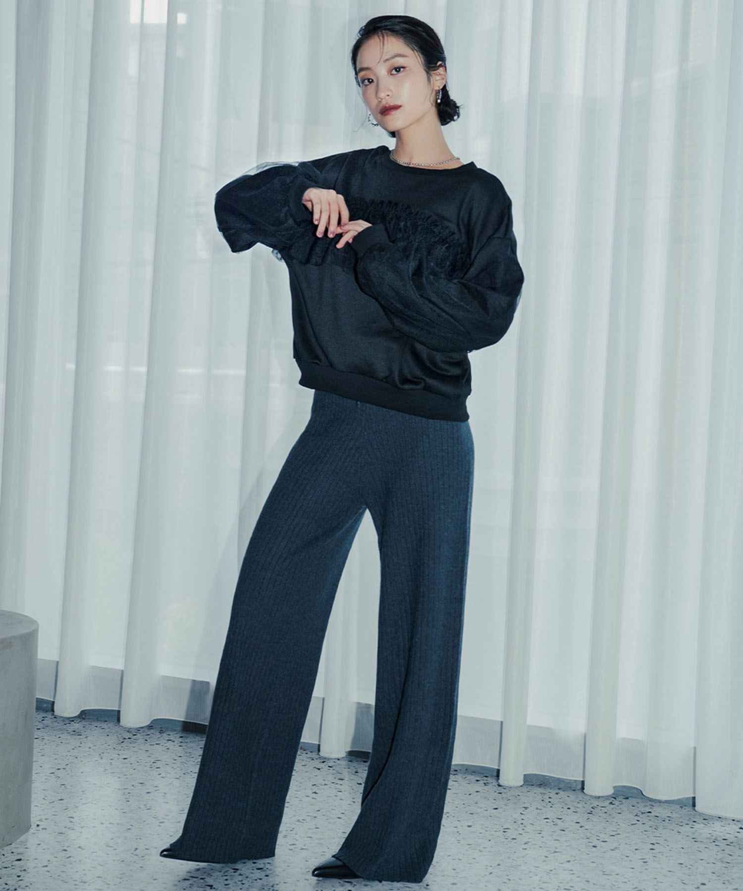 デイリー・カジュアル対応 | チュール裏毛スウェットプルオーバー