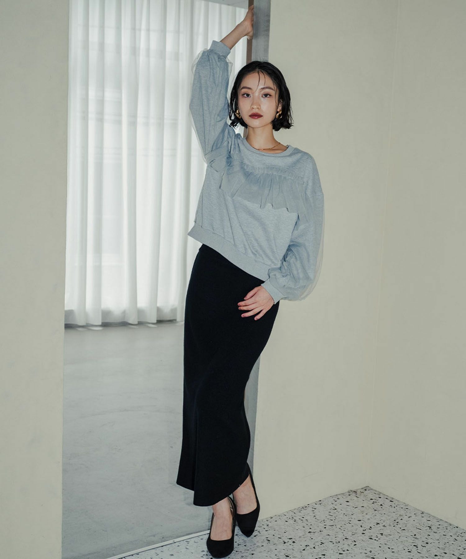 デイリー・カジュアル対応 | チュール裏毛スウェットプルオーバー