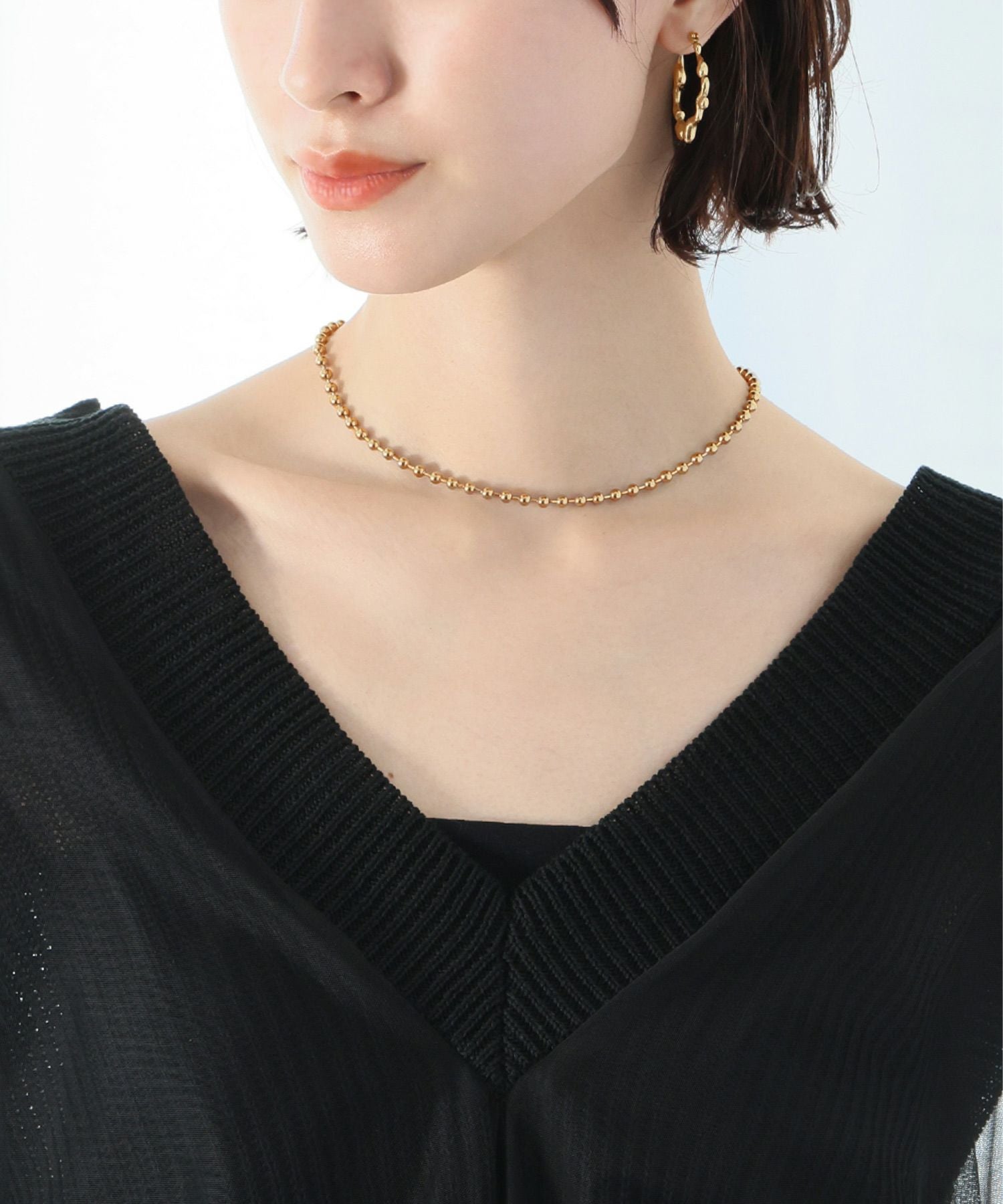 結婚式・お呼ばれ対応 | ボールチェーンループネックレス - パーティー
