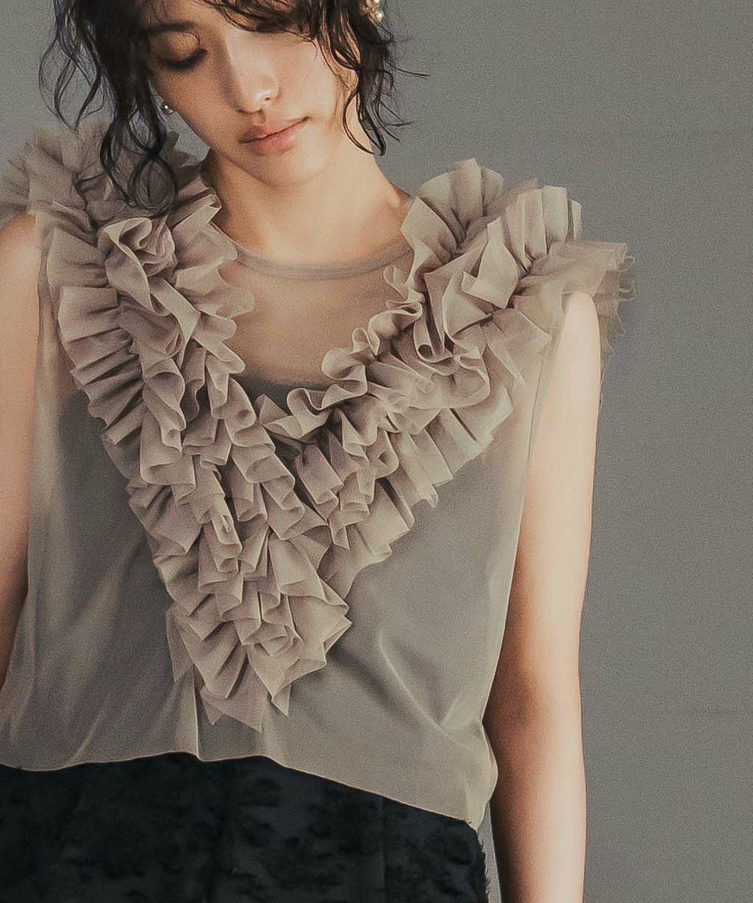 結婚式・お呼ばれ対応 | フリルチュールノースリーブベスト