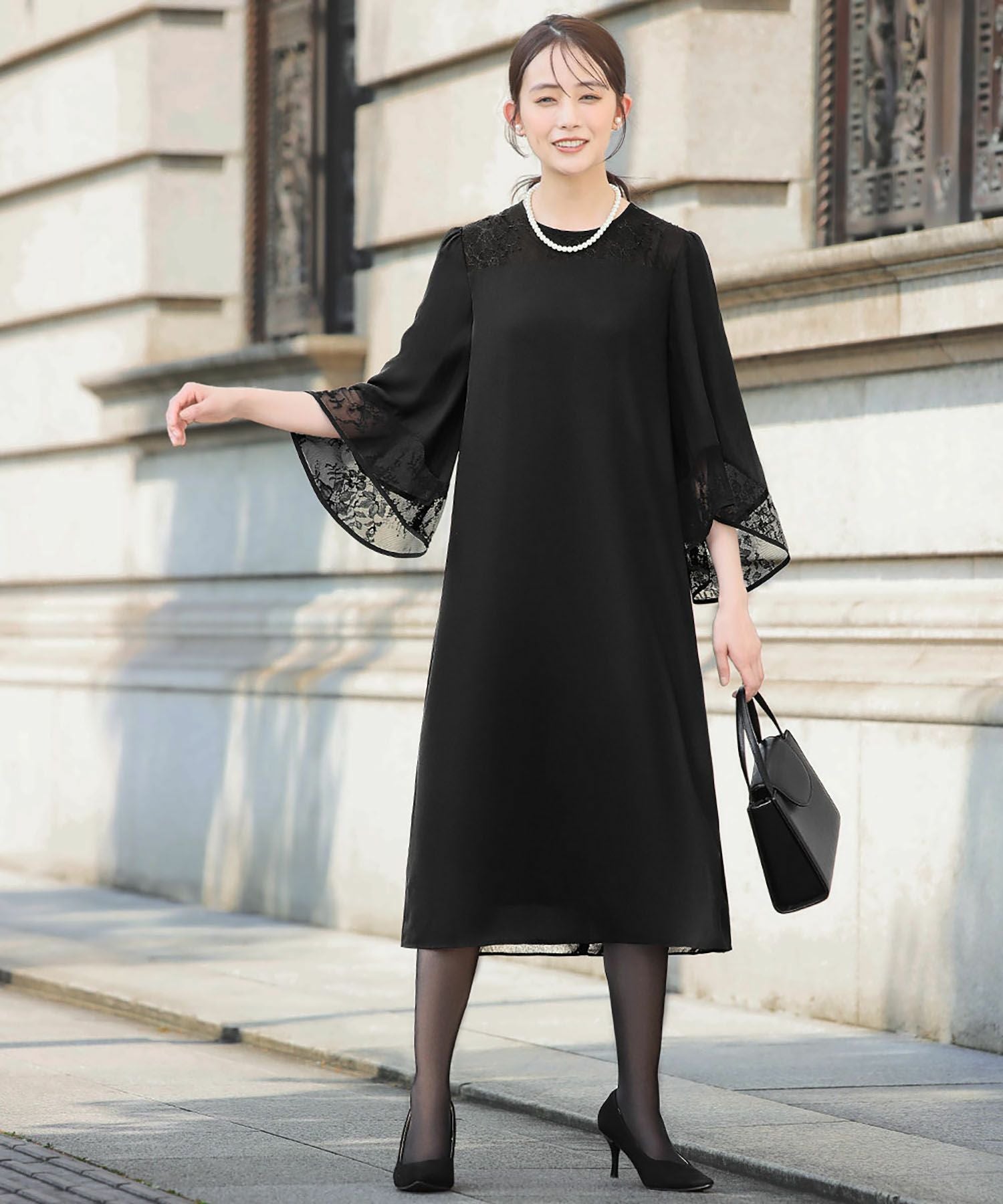 入学式・卒業式・七五三対応 | レースフレアスリーブワンピース