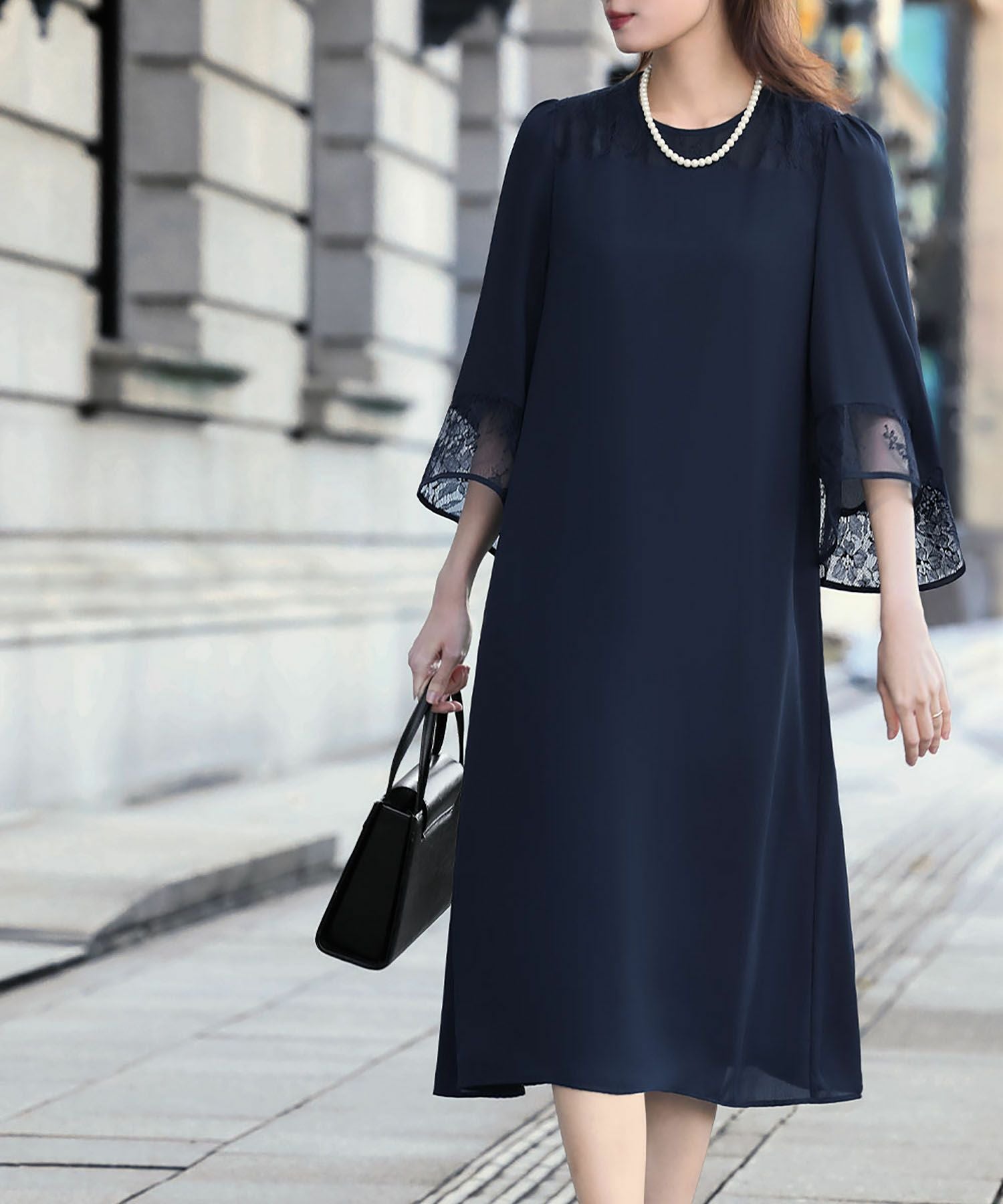 入学式・卒業式・七五三対応 | レースフレアスリーブワンピース