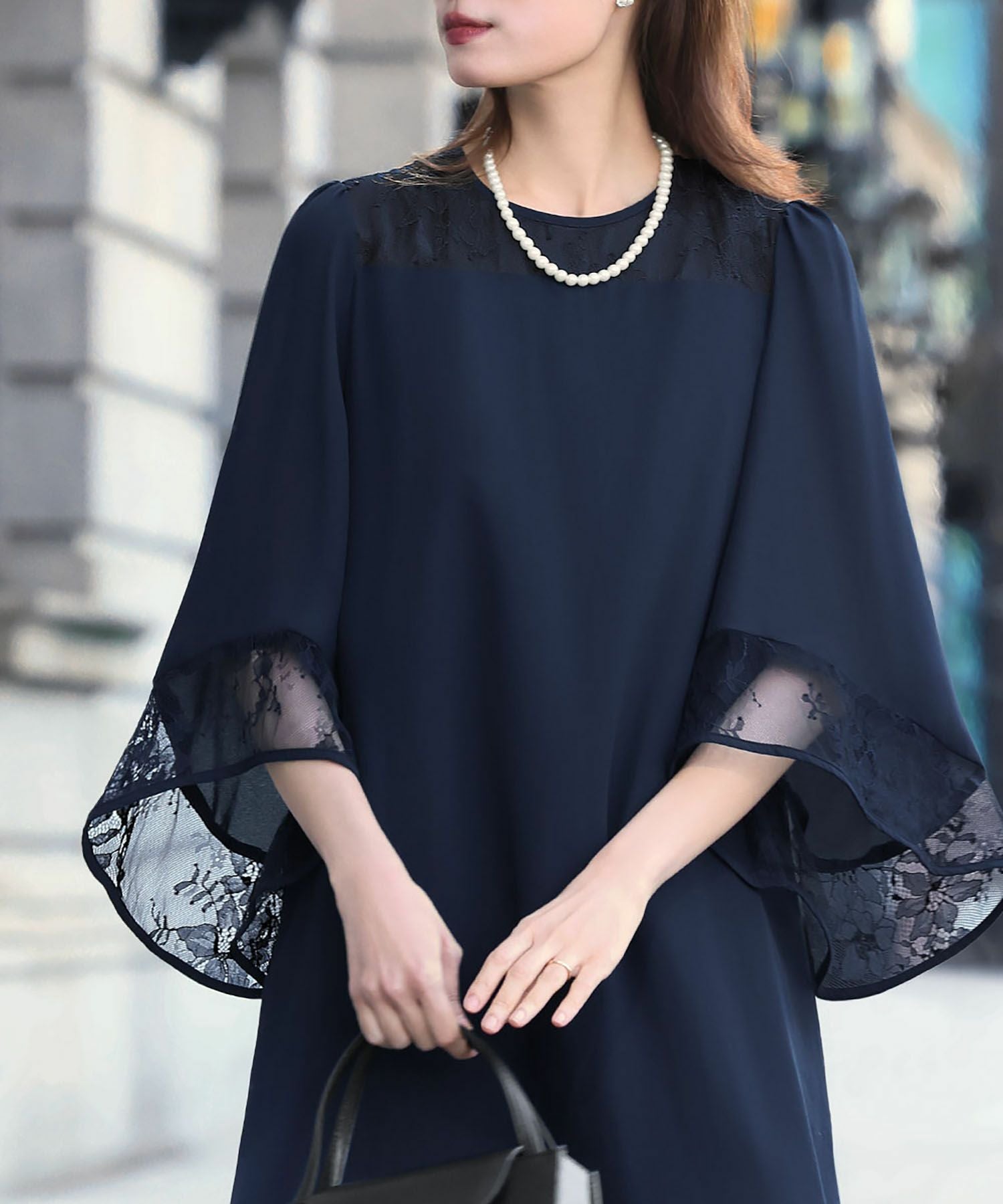 入学式・卒業式・七五三対応 | レースフレアスリーブワンピース