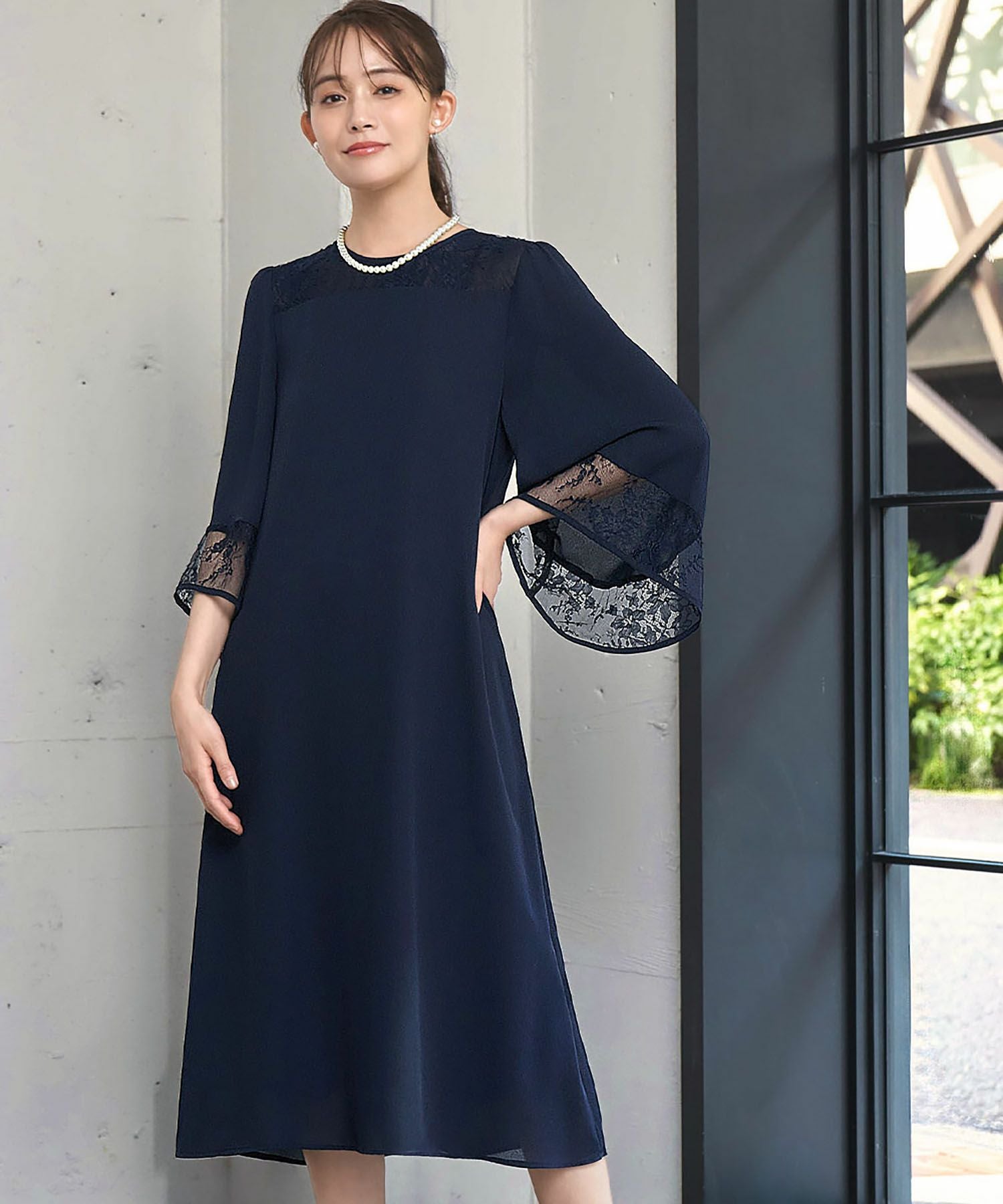 入学式・卒業式・七五三対応 | レースフレアスリーブワンピース