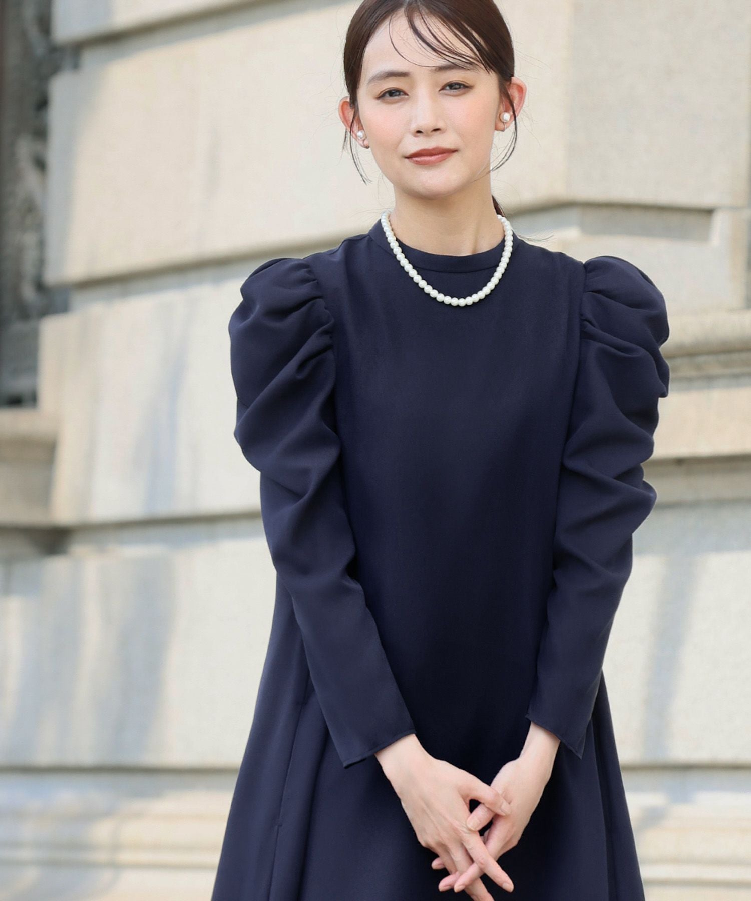 入学式・卒業式・七五三対応 | ギャザースリーブフレアワンピース