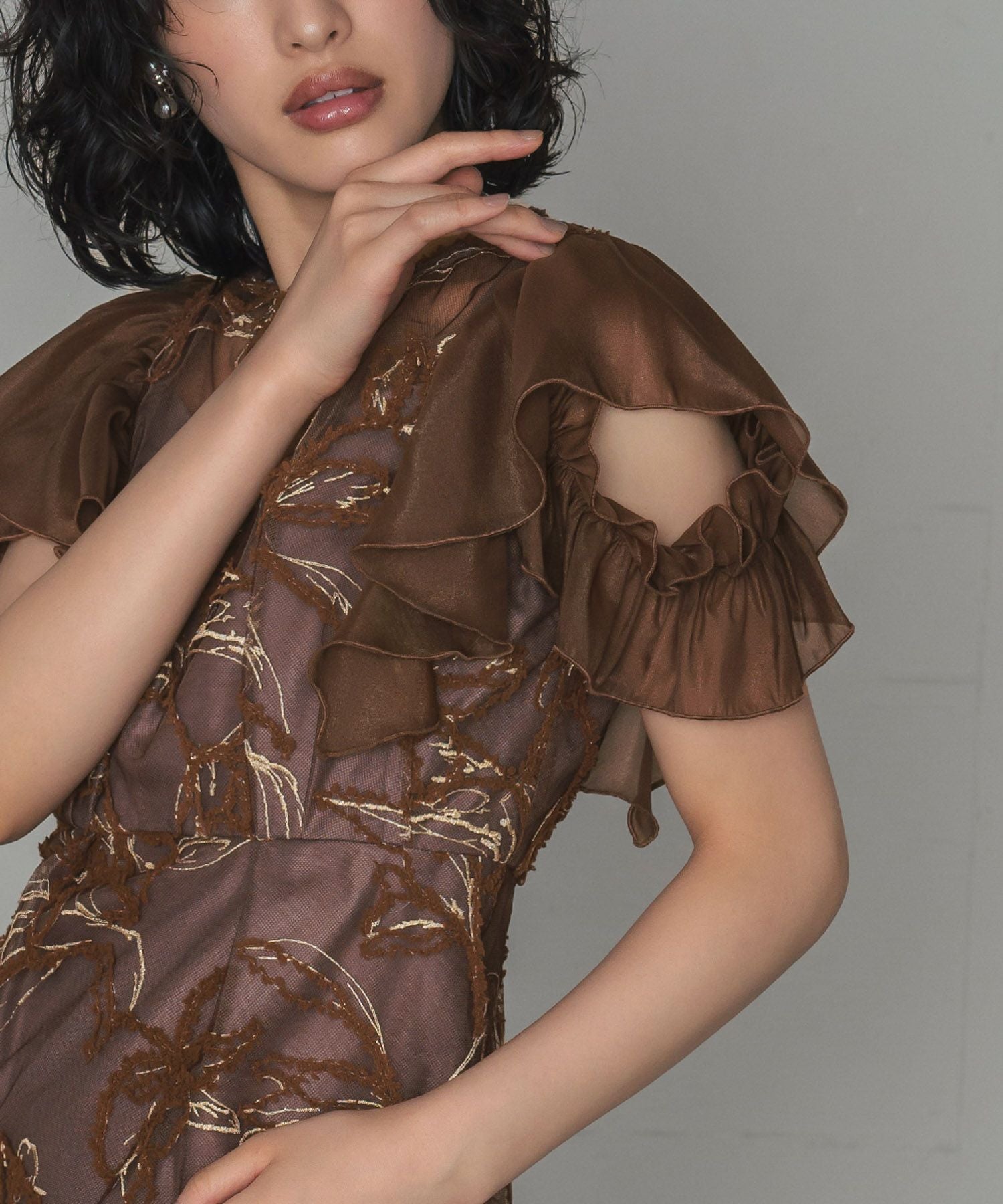 結婚式・お呼ばれ対応 | フラワー刺繍パーティードレス - パーティー