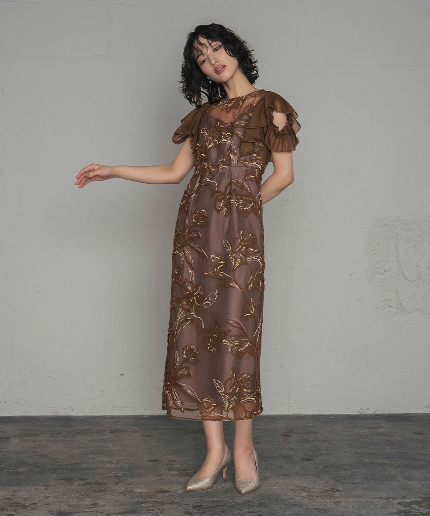 結婚式・お呼ばれ対応 | フラワー刺繍パーティードレス - パーティー