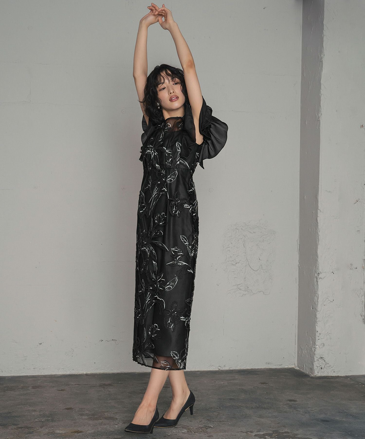 結婚式・お呼ばれ対応 | フラワー刺繍パーティードレス - パーティー