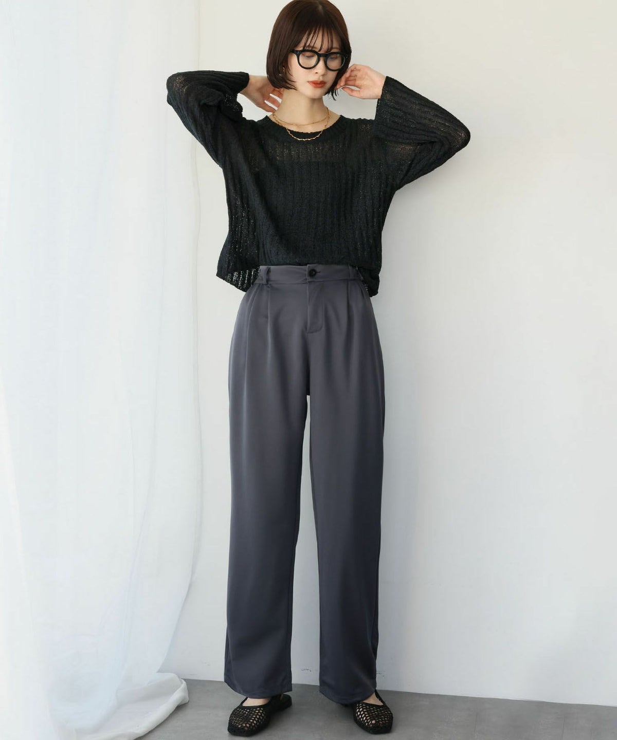 身長：166cm　着用サイズ：FREE　B：72 / W：59 / H：82