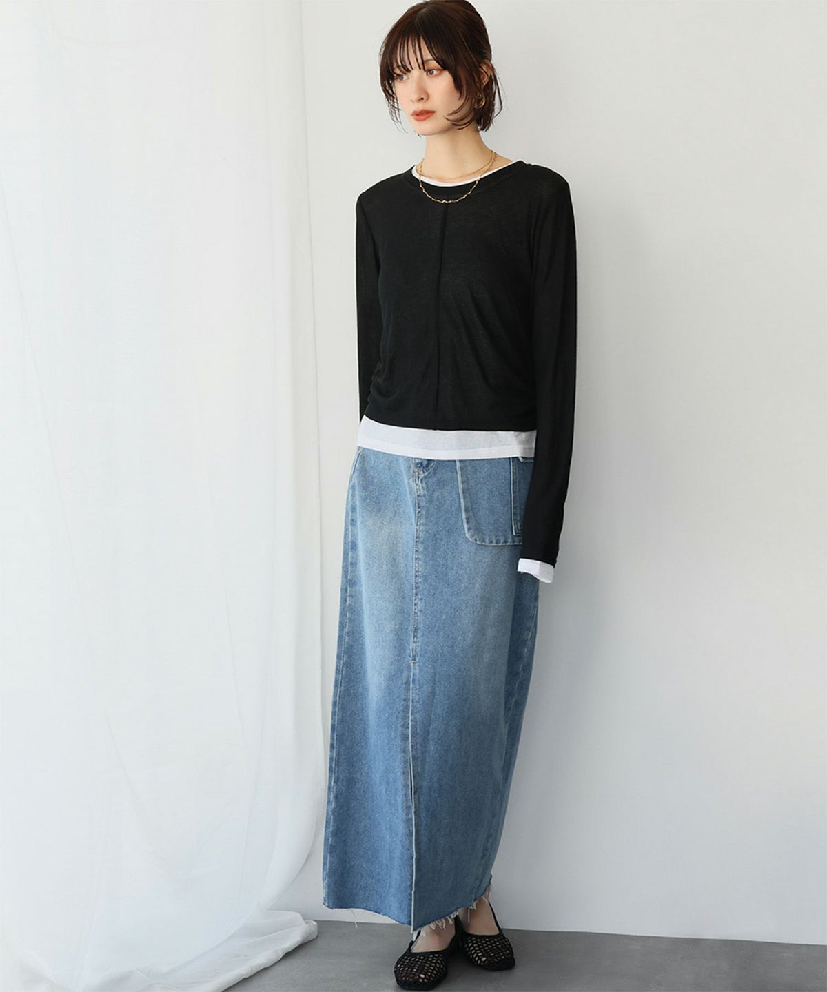 身長：166cm　着用サイズ：FREE　B：72 / W：59 / H：82