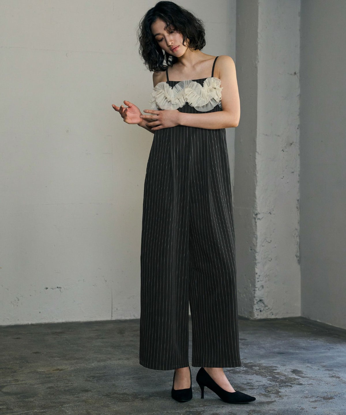 身長：166cm　着用サイズ：FREE　B：74 / W：56 / H：87