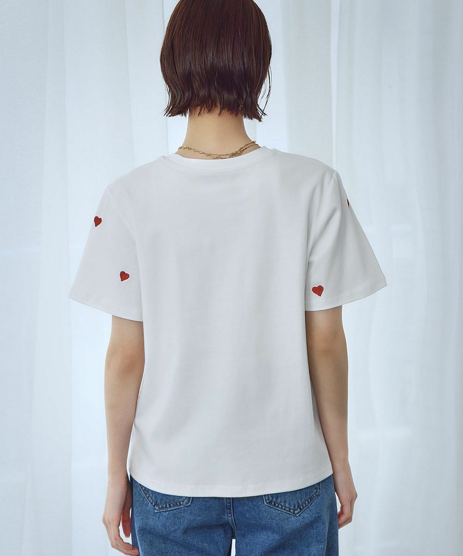 デイリー・カジュアル対応 | ハート刺繍Tシャツ - パーティードレス