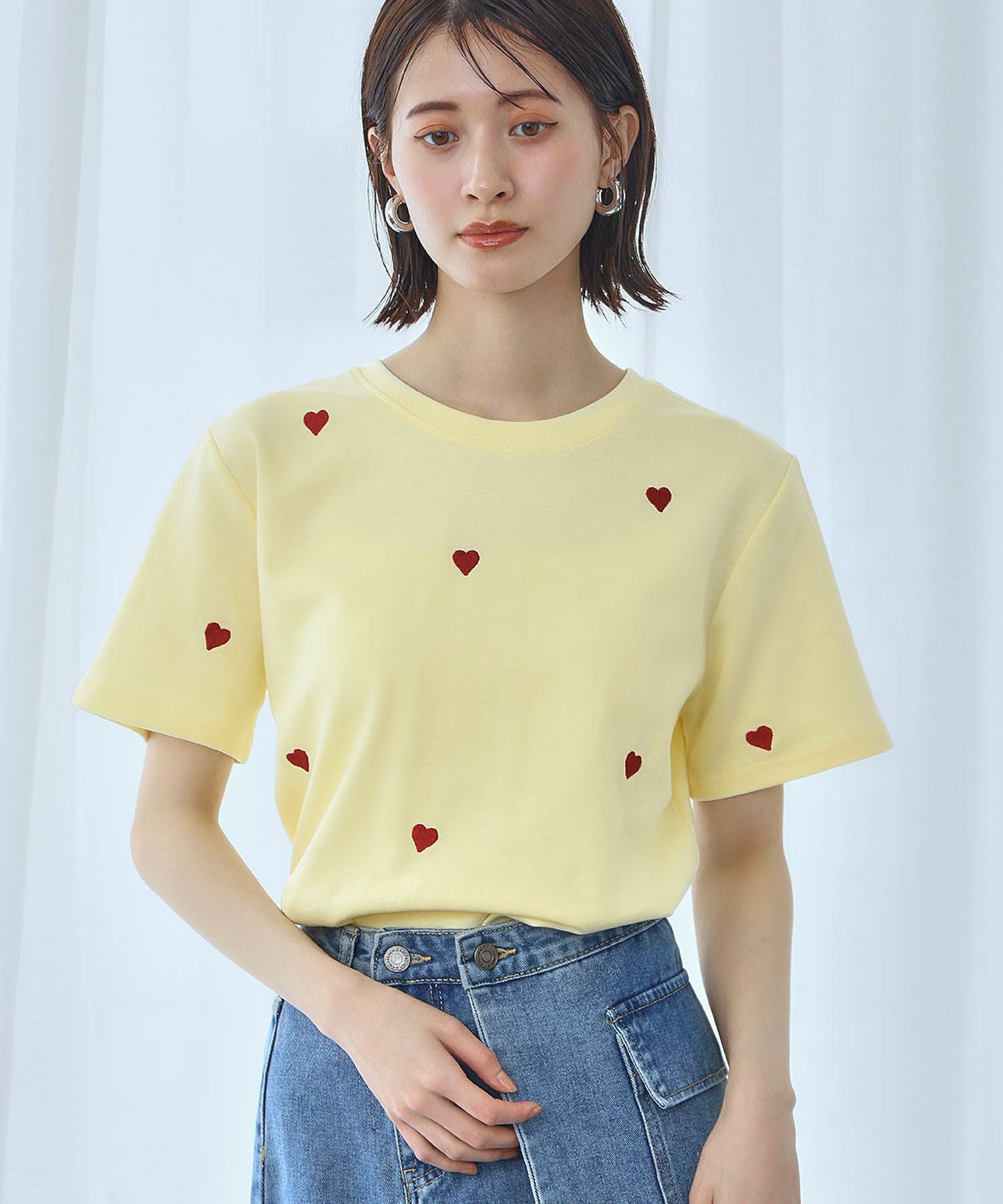 デイリー・カジュアル対応 | ハート刺繍Tシャツ - パーティードレス