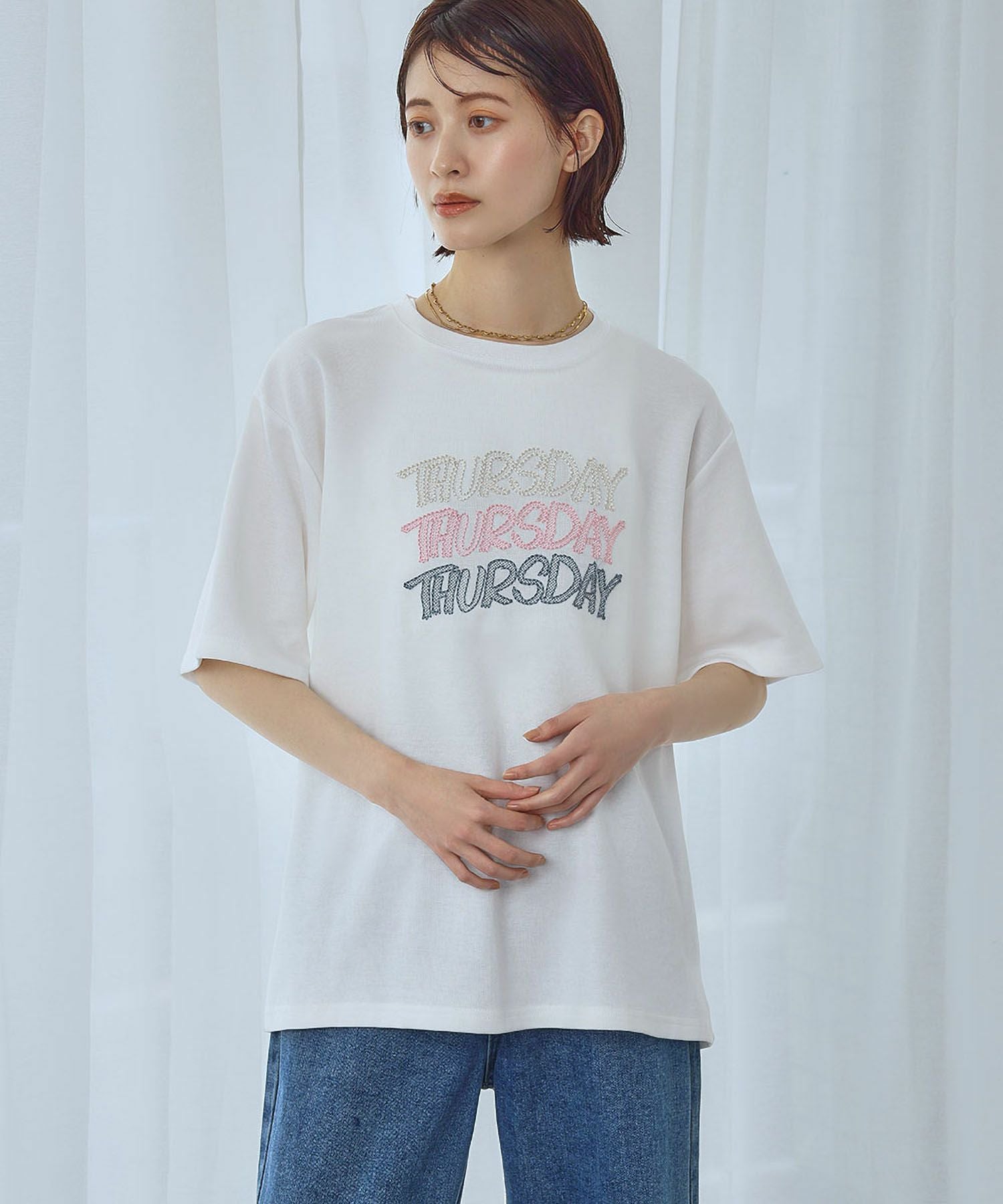 デイリー・カジュアル対応 | 刺繍メッセージTシャツ - パーティー