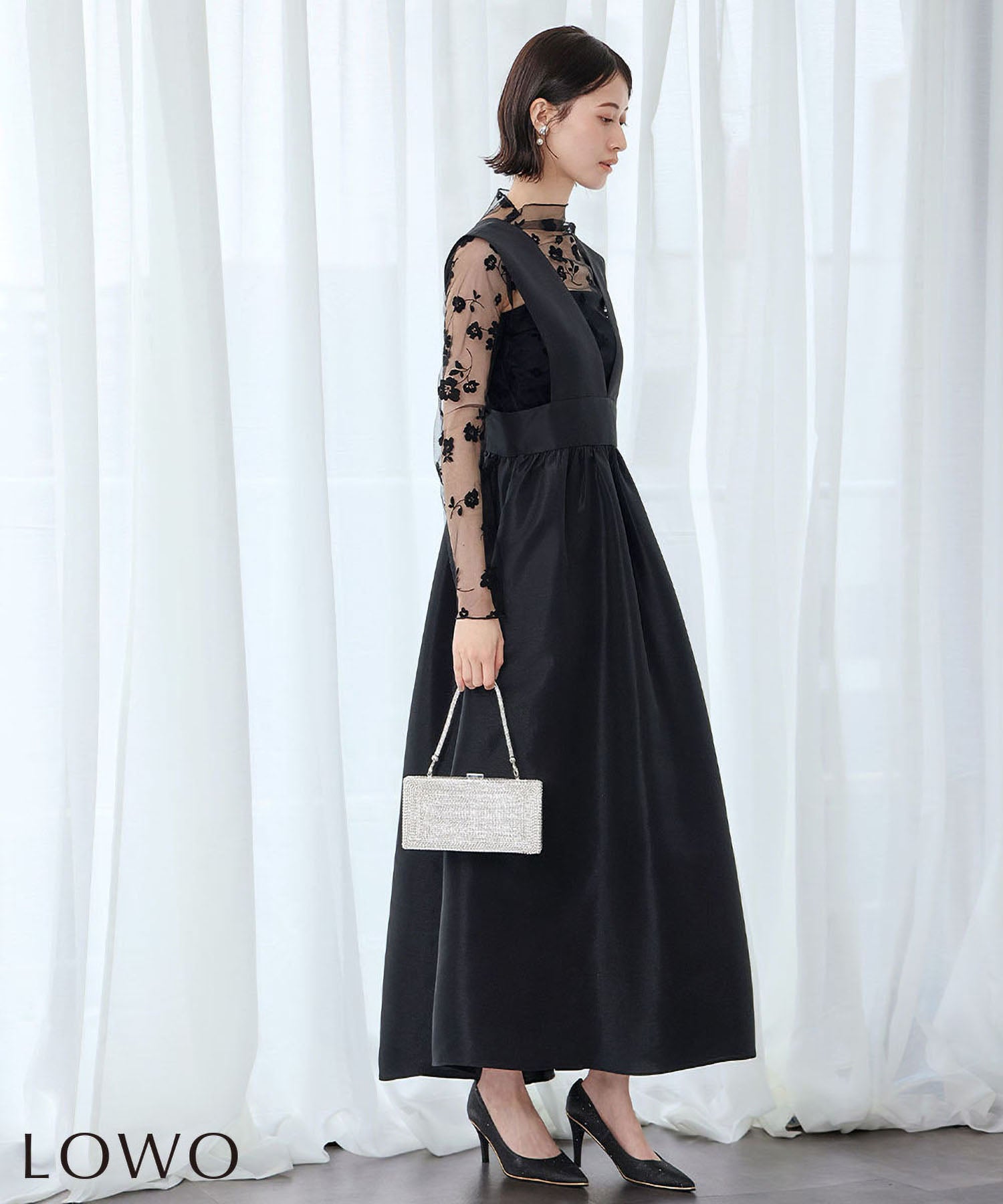 結婚式・お呼ばれ対応 | 花柄プリントチュールシアートップス
