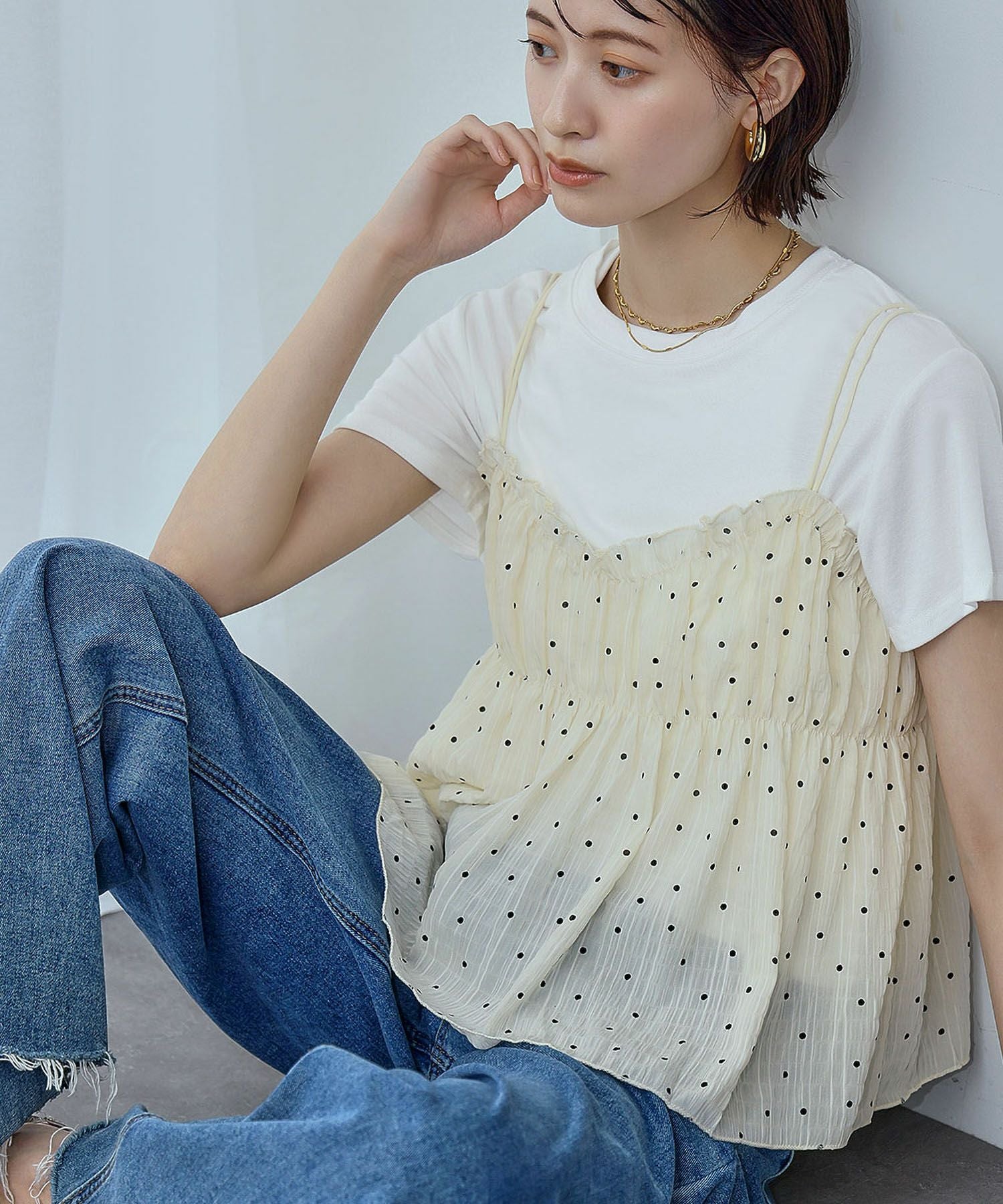 デイリー・カジュアル対応 | シフォンキャミソール&Tシャツ