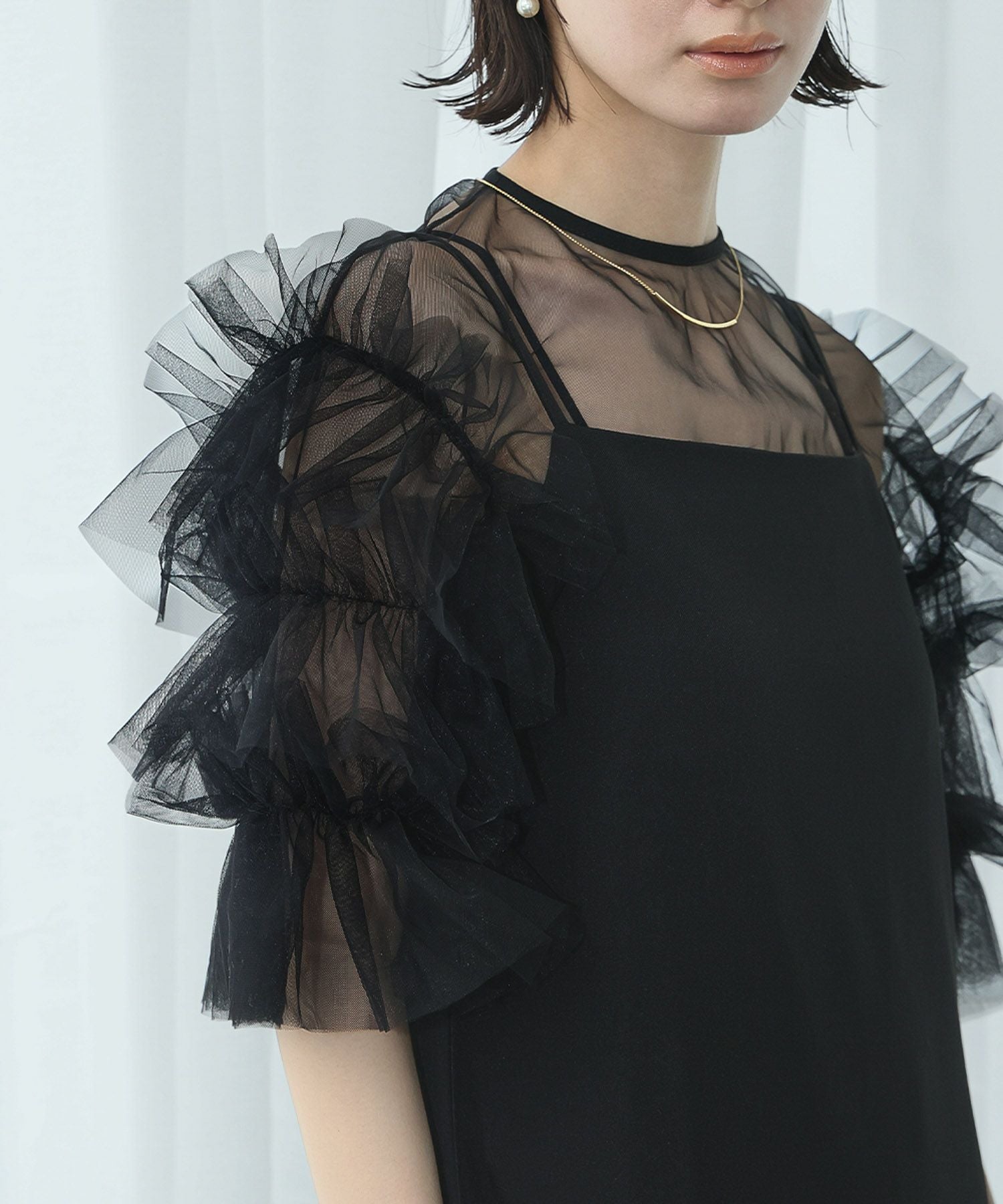 結婚式・お呼ばれ対応 | チュールボリュームスリーブトップス