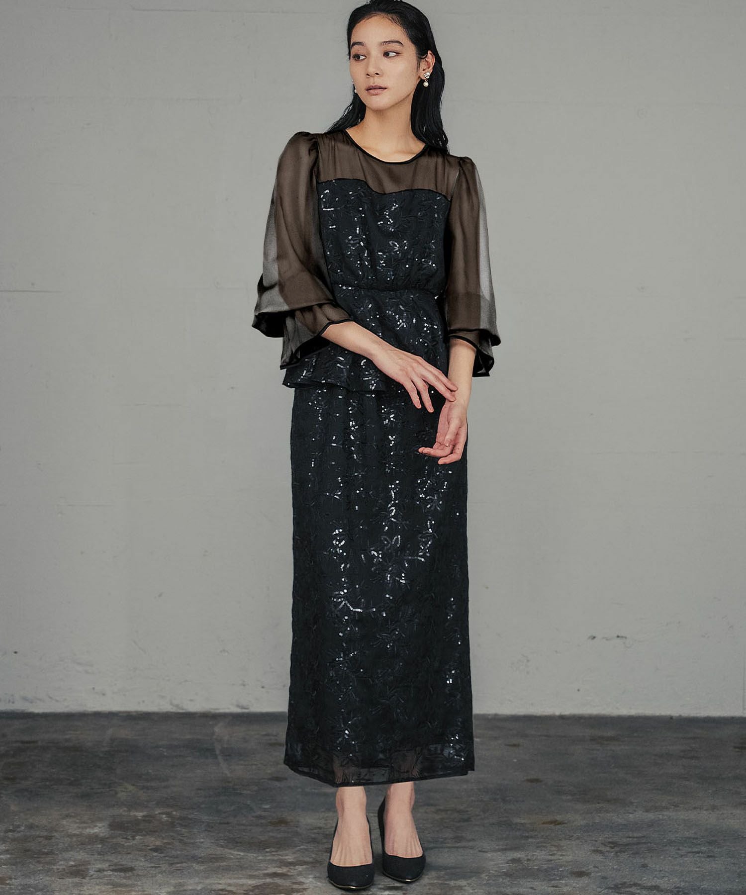 結婚式・お呼ばれ対応 | スパンコール&花柄パーティードレス