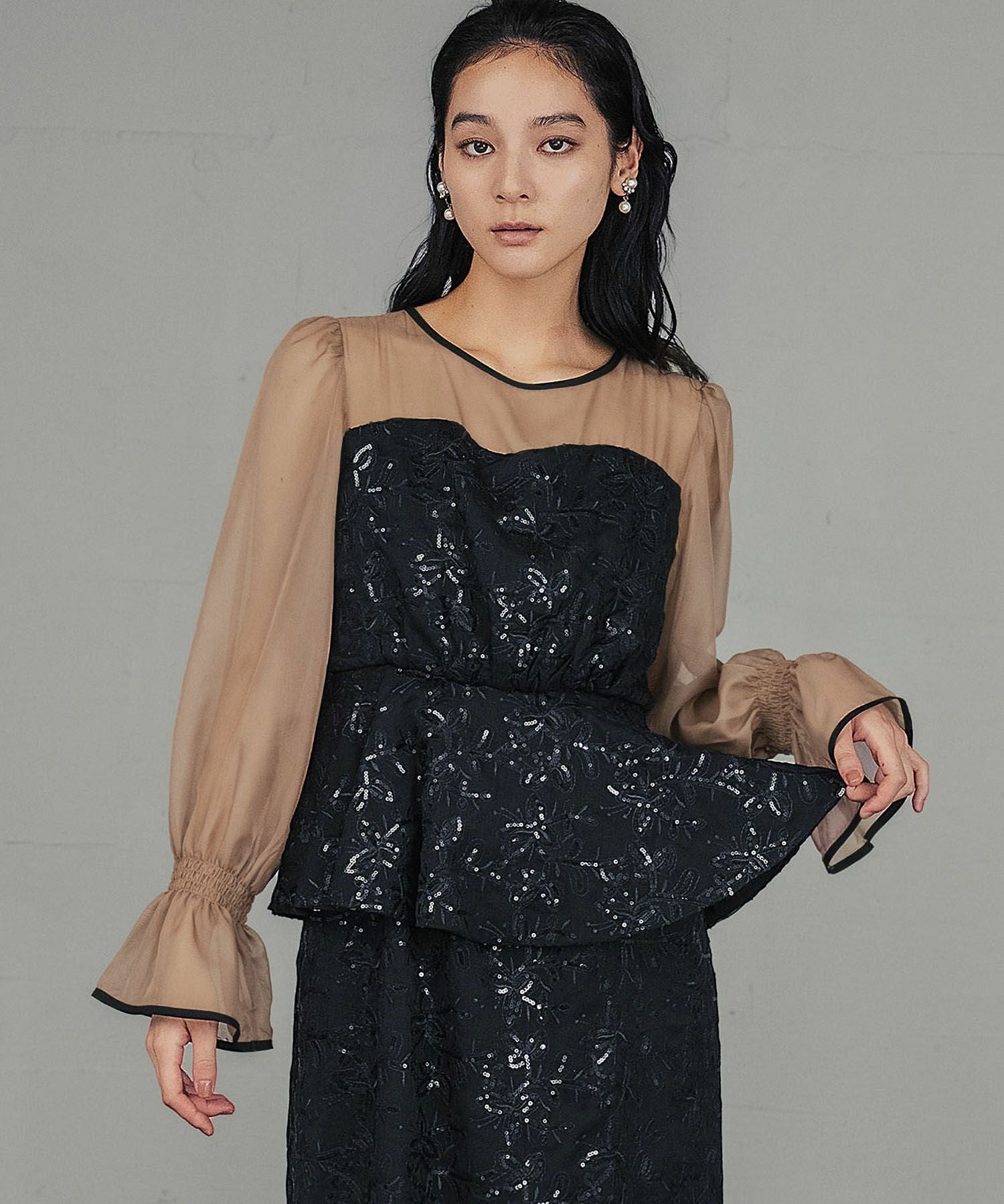 結婚式・お呼ばれ対応 | スパンコール&花柄パーティードレス