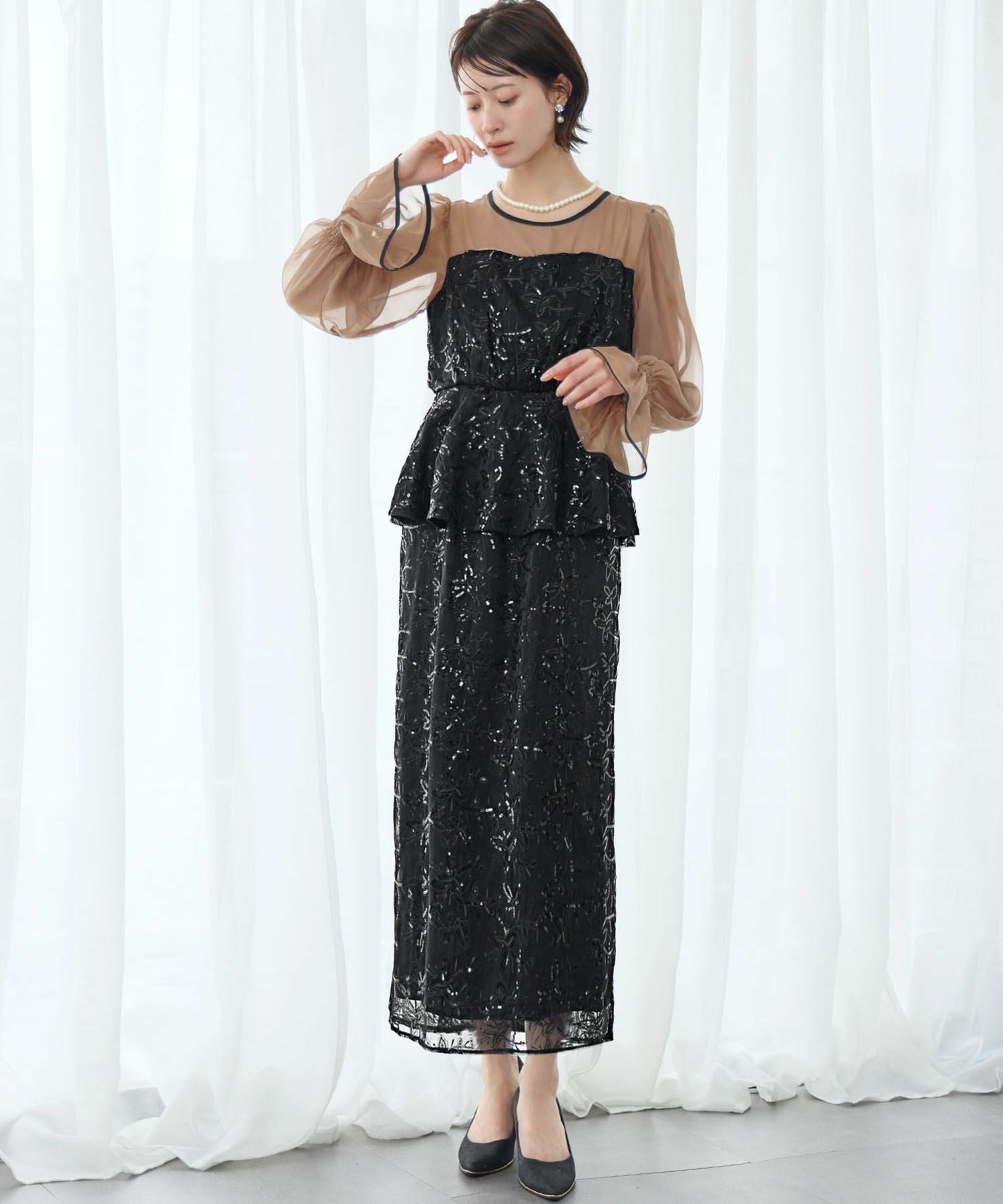 結婚式・お呼ばれ対応 | スパンコール&花柄パーティードレス