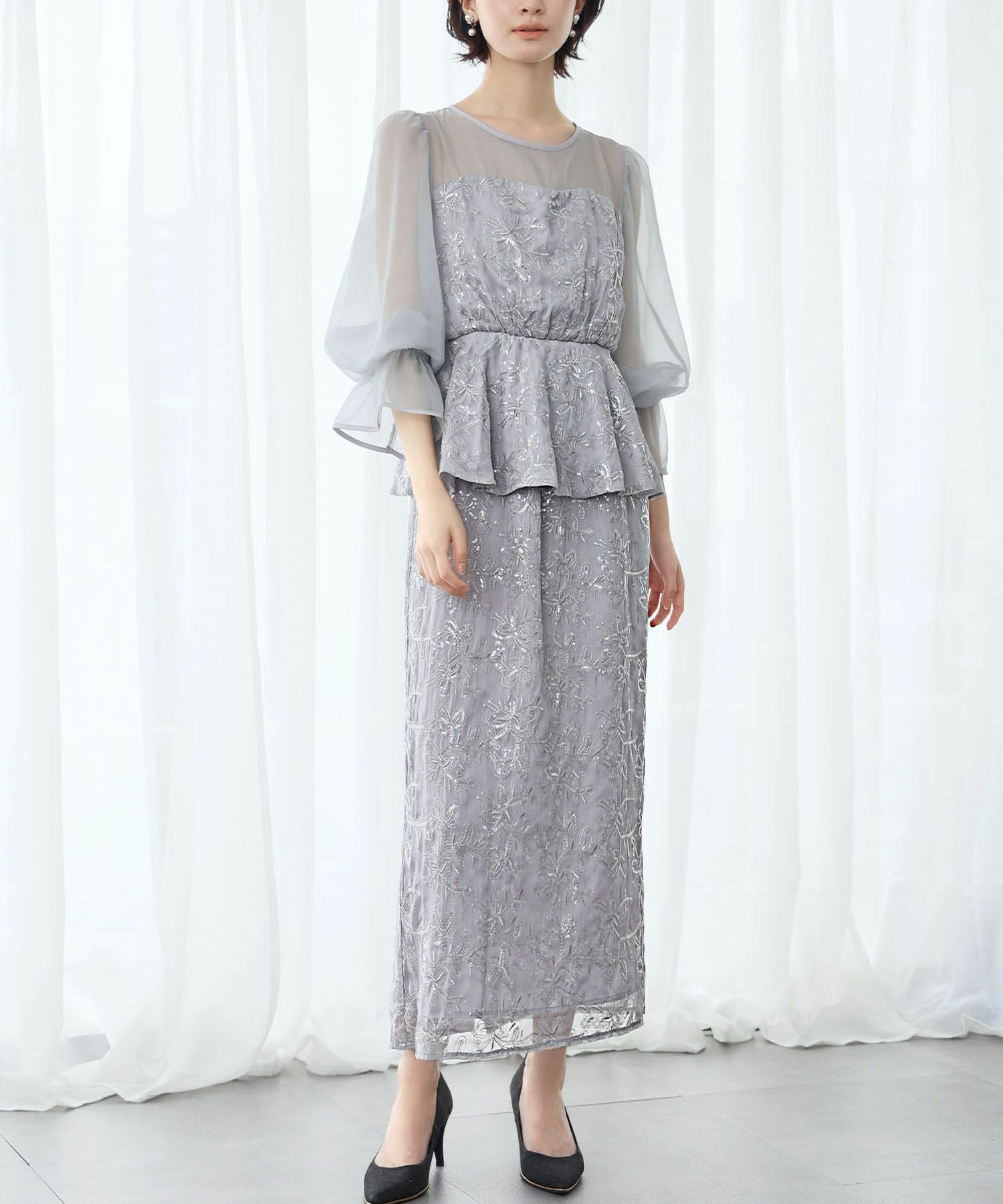 結婚式・お呼ばれ対応 | スパンコール&花柄パーティードレス