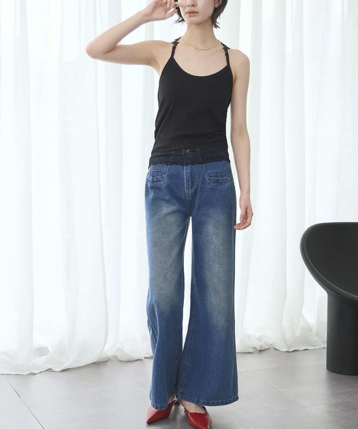 身長：166cm　着用サイズ：FREE　B：72 / W：59 / H：82