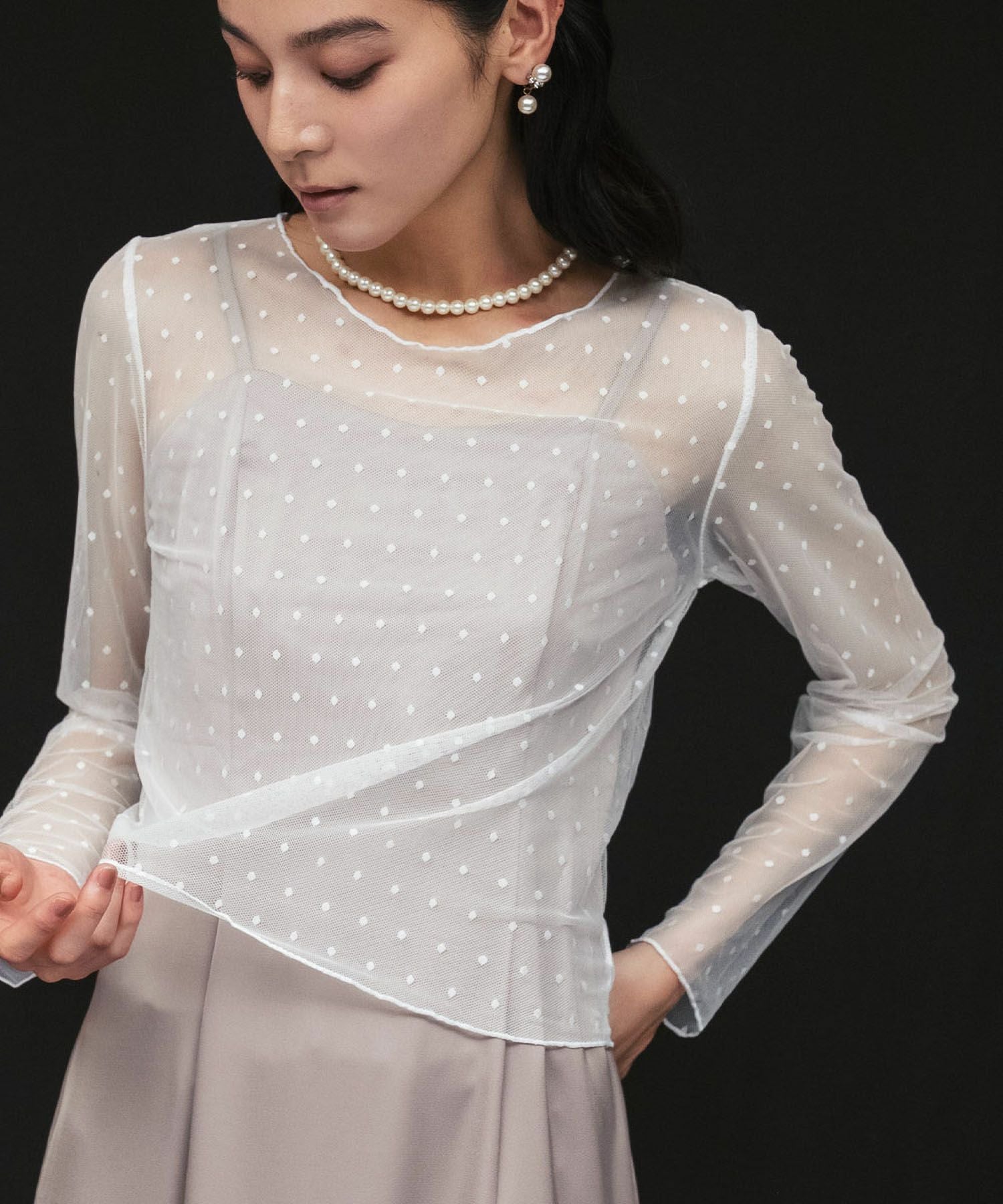 ゆき ドットチュールレースブラウス 結婚式・お呼ばれ対応 | ドットチュールレースブラウス - パーティー