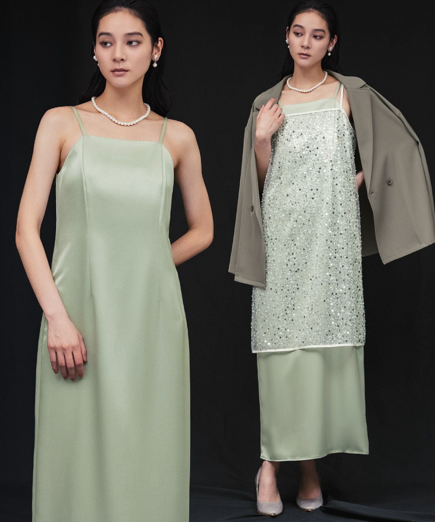 結婚式・お呼ばれ対応 | マキシ丈サテンキャミソールドレス