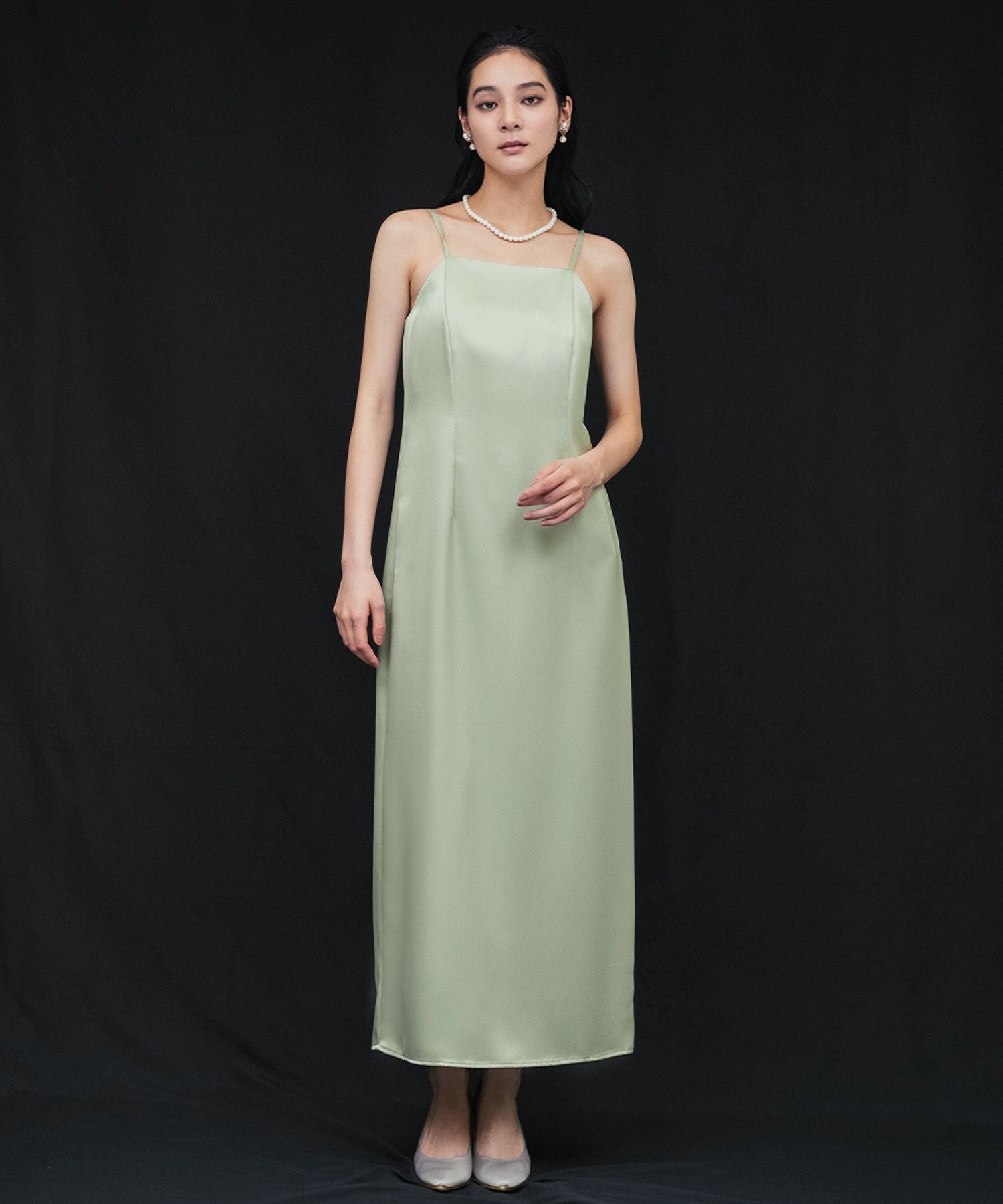結婚式・お呼ばれ対応 | マキシ丈サテンキャミソールドレス