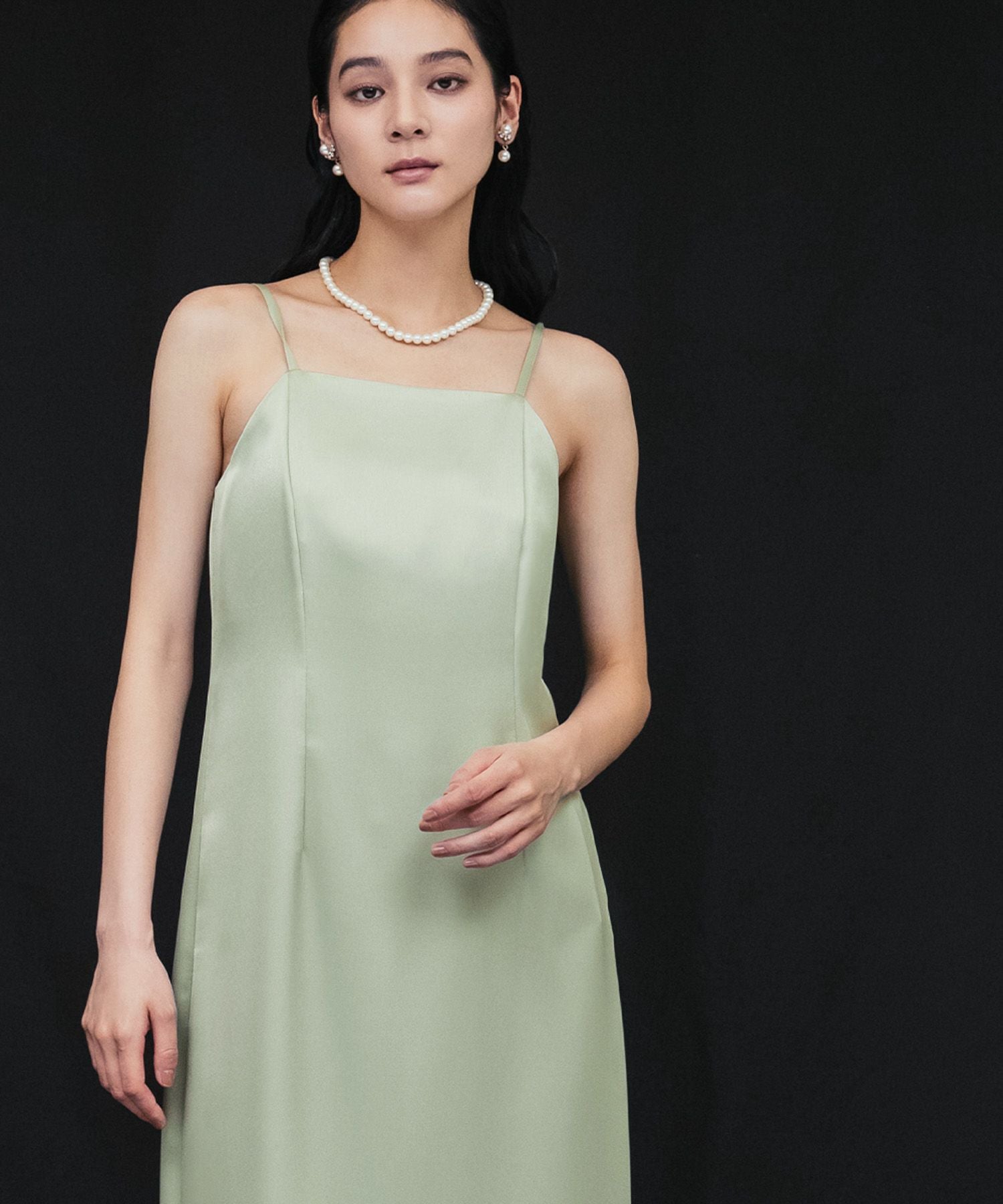 結婚式・お呼ばれ対応 | マキシ丈サテンキャミソールドレス