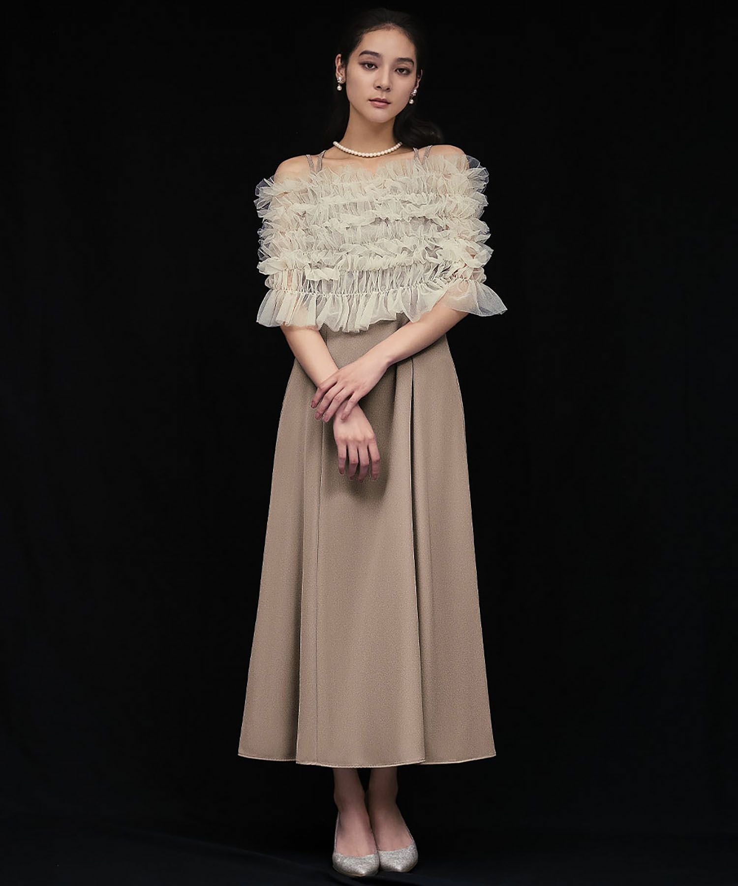 ★試着のみ美品★ レディー パーティードレス ベージュ 結婚式・お呼ばれ対応 | 2点セットパーティードレス - パーティー