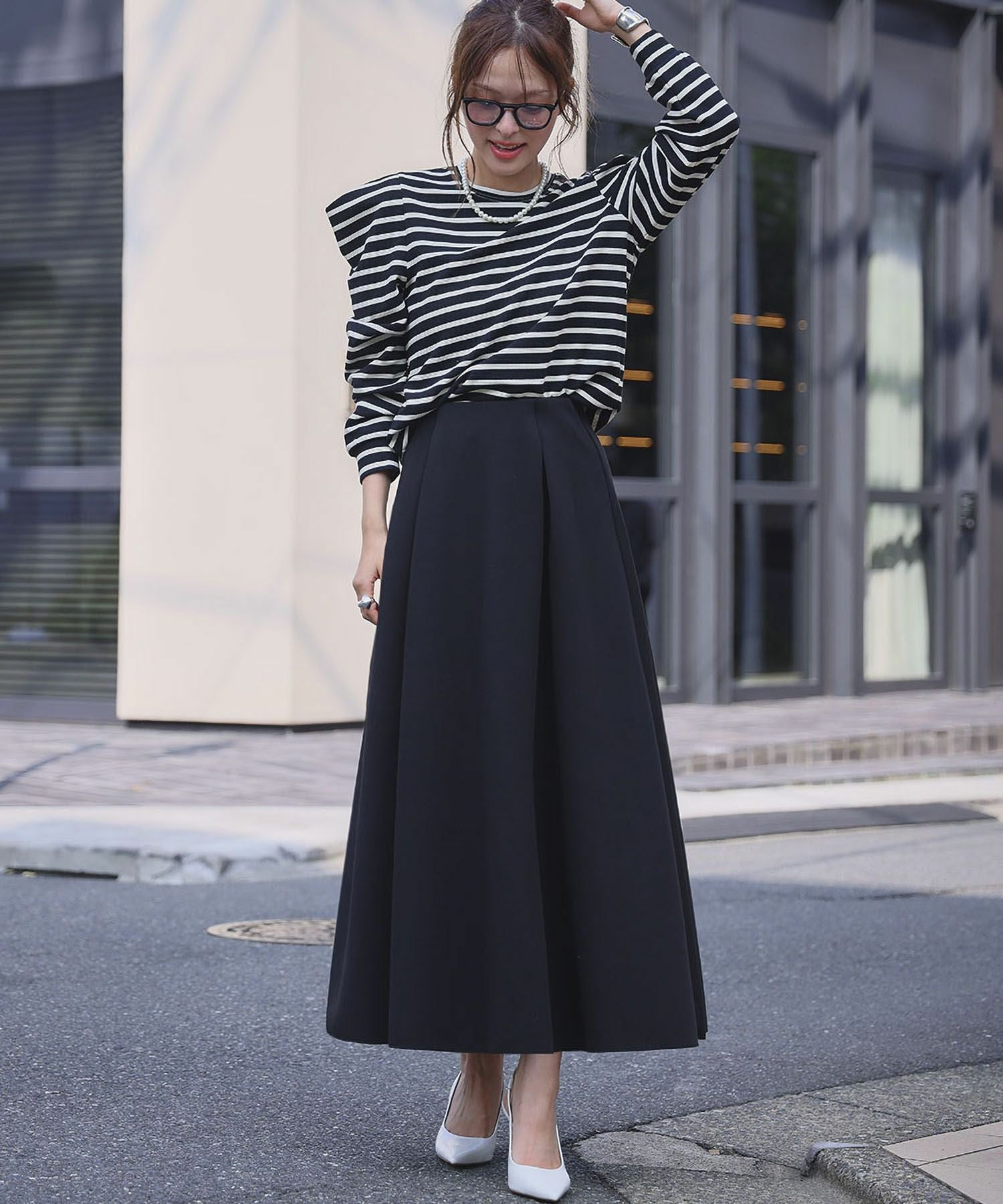 デイリー・カジュアル対応 | ダンボール生地ロングフレアスカート