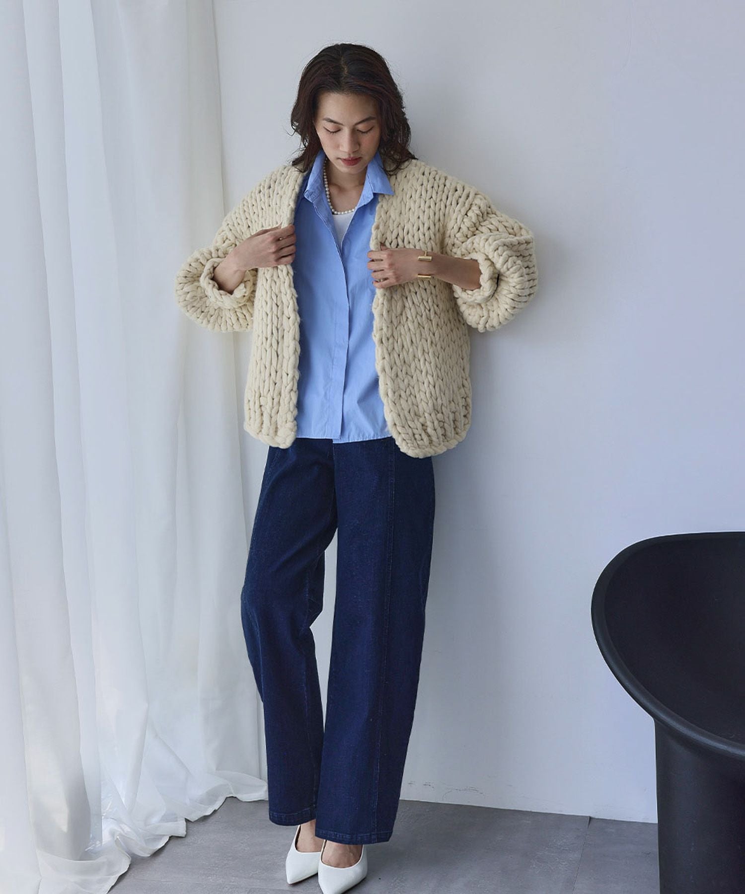 アパルトモン⭐︎チャンキーニットカーディガン RIVER FIELD & Co.｜ざっくり編み チャンキーニット カーディガン