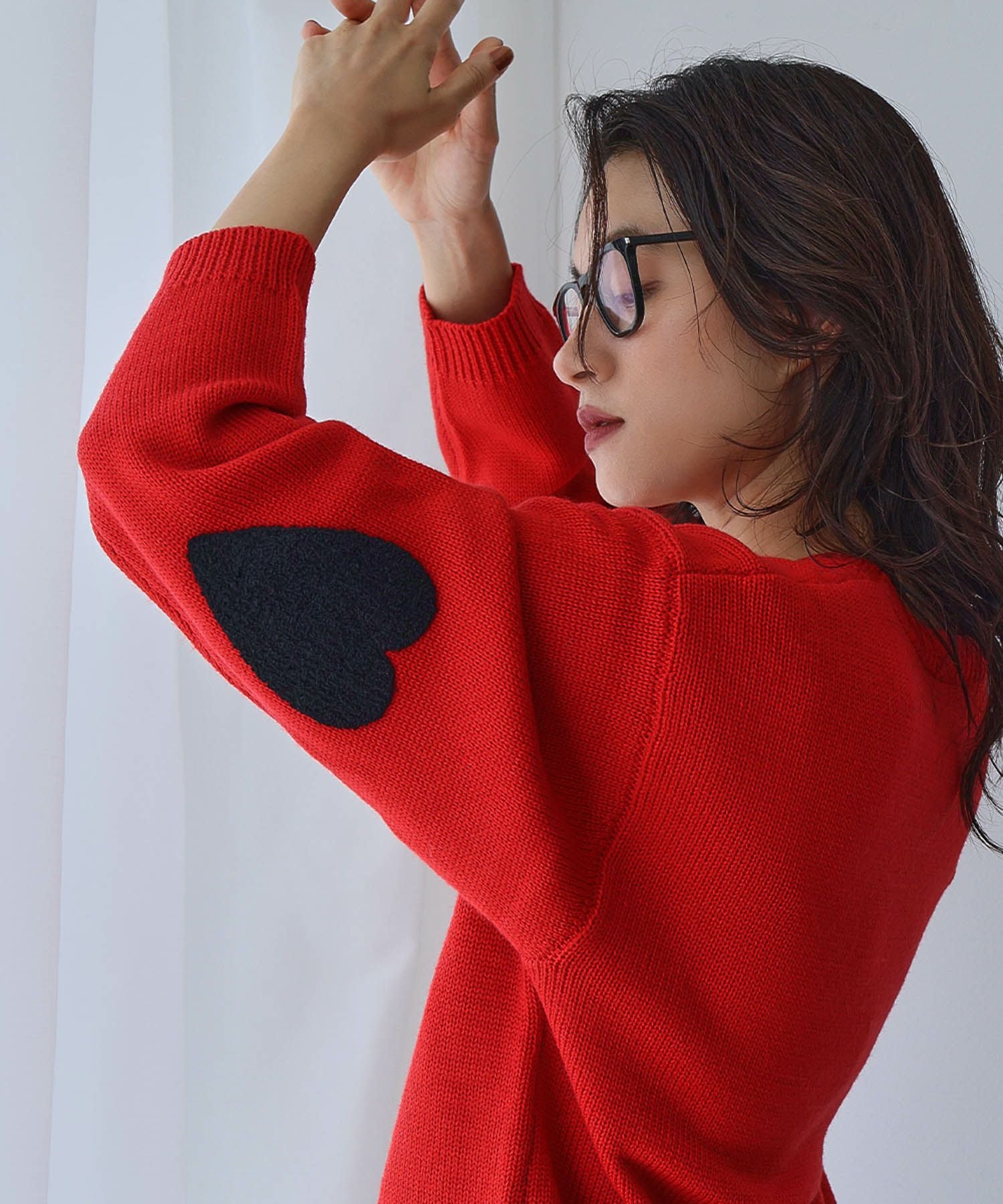 デイリー・カジュアル対応 | スリーブハートニットプルオーバー