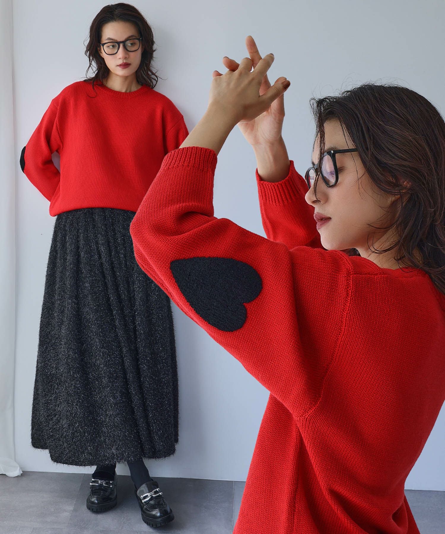 デイリー・カジュアル対応 | スリーブハートニットプルオーバー