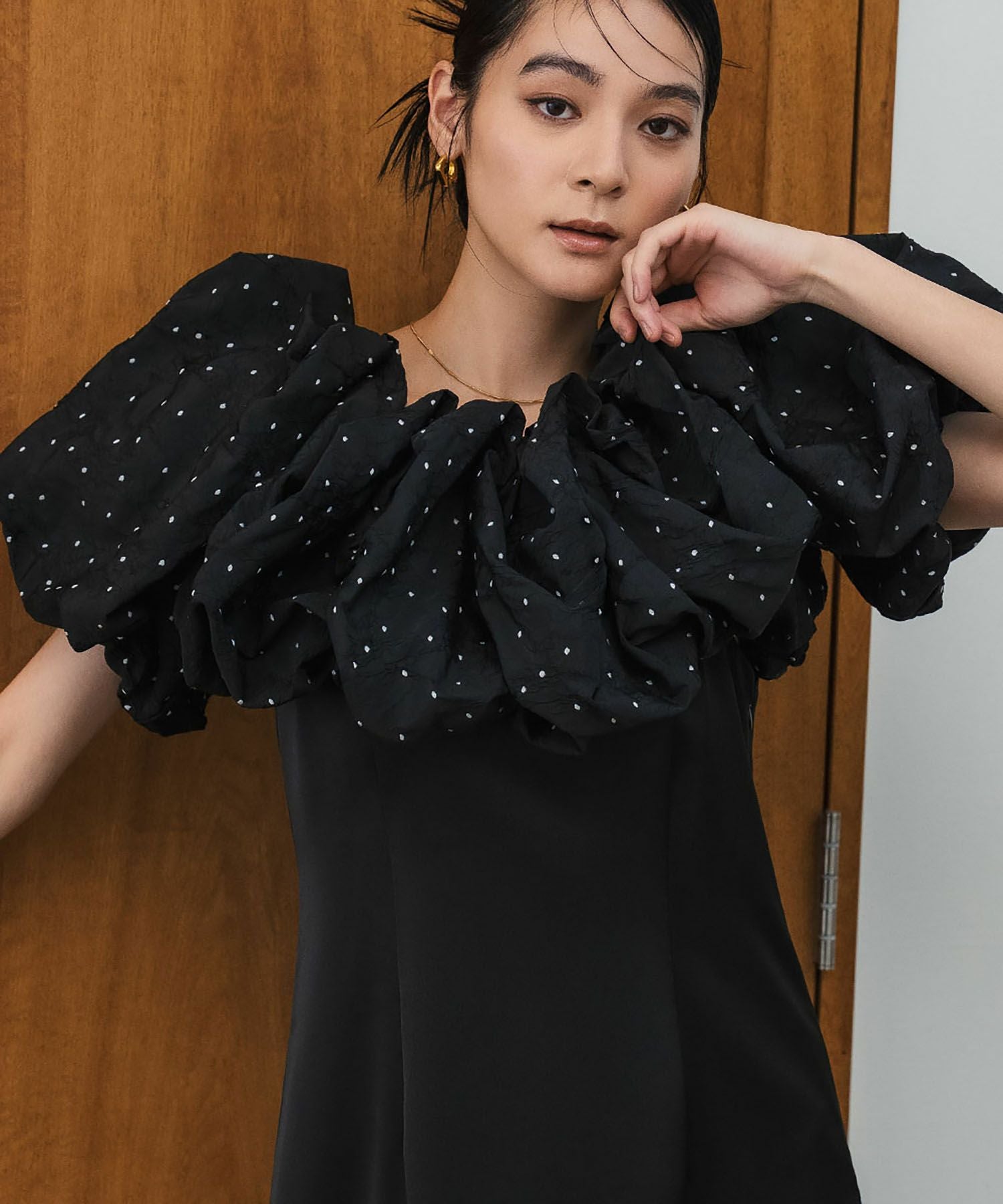 結婚式・お呼ばれ対応 | ドット柄バルーンボリュームブラウス