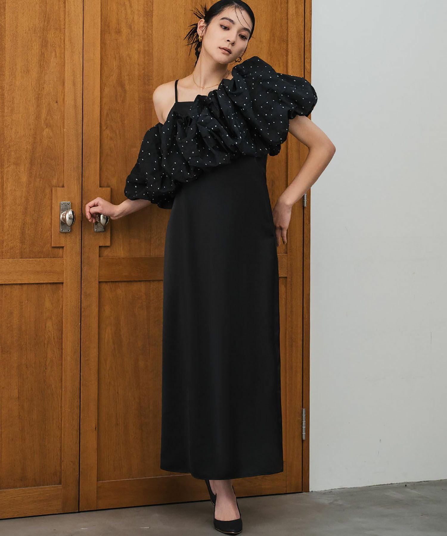 結婚式・お呼ばれ対応 | ドット柄バルーンボリュームブラウス