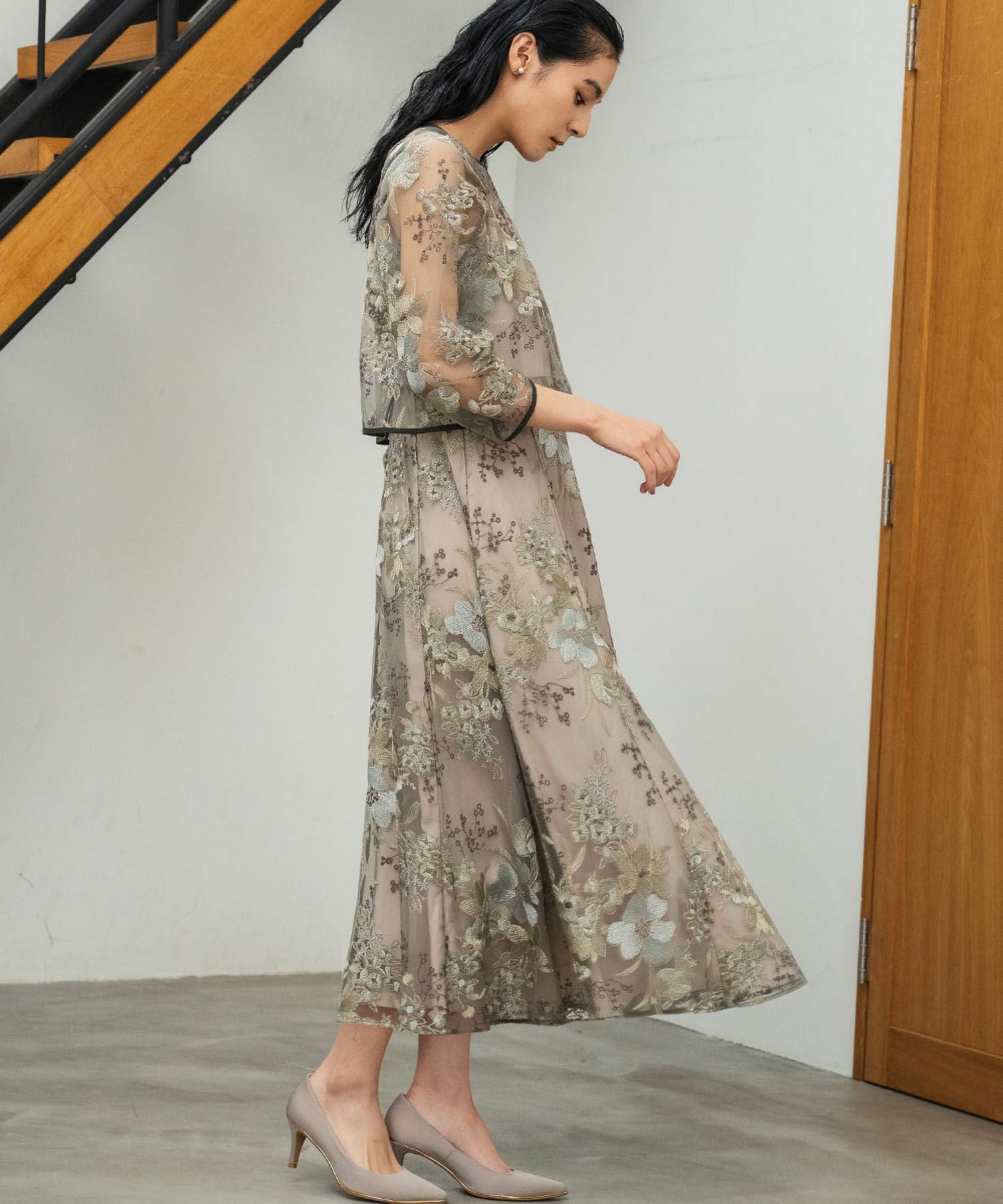 結婚式・お呼ばれ対応 | レース刺繍ドッキングパーティードレス