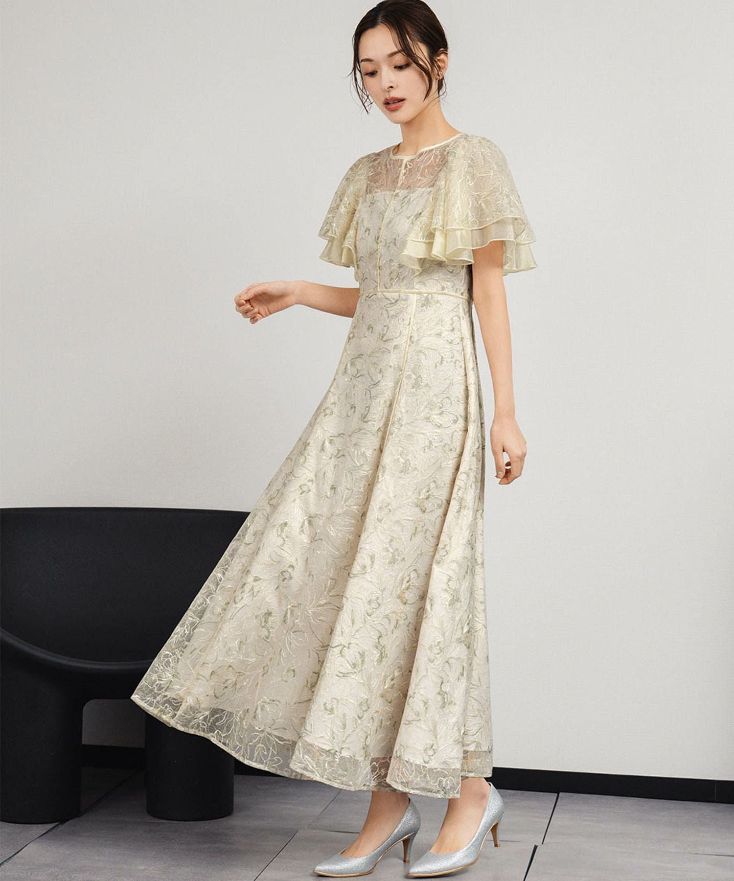 結婚式・お呼ばれ対応 | 総レースフレアスリーブパーティードレス
