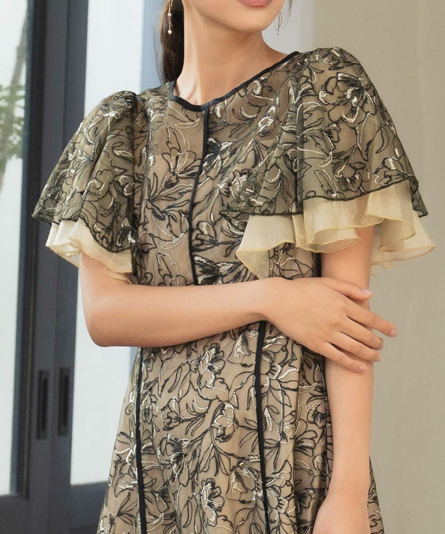 結婚式・お呼ばれ対応 | 総レースフレアスリーブパーティードレス