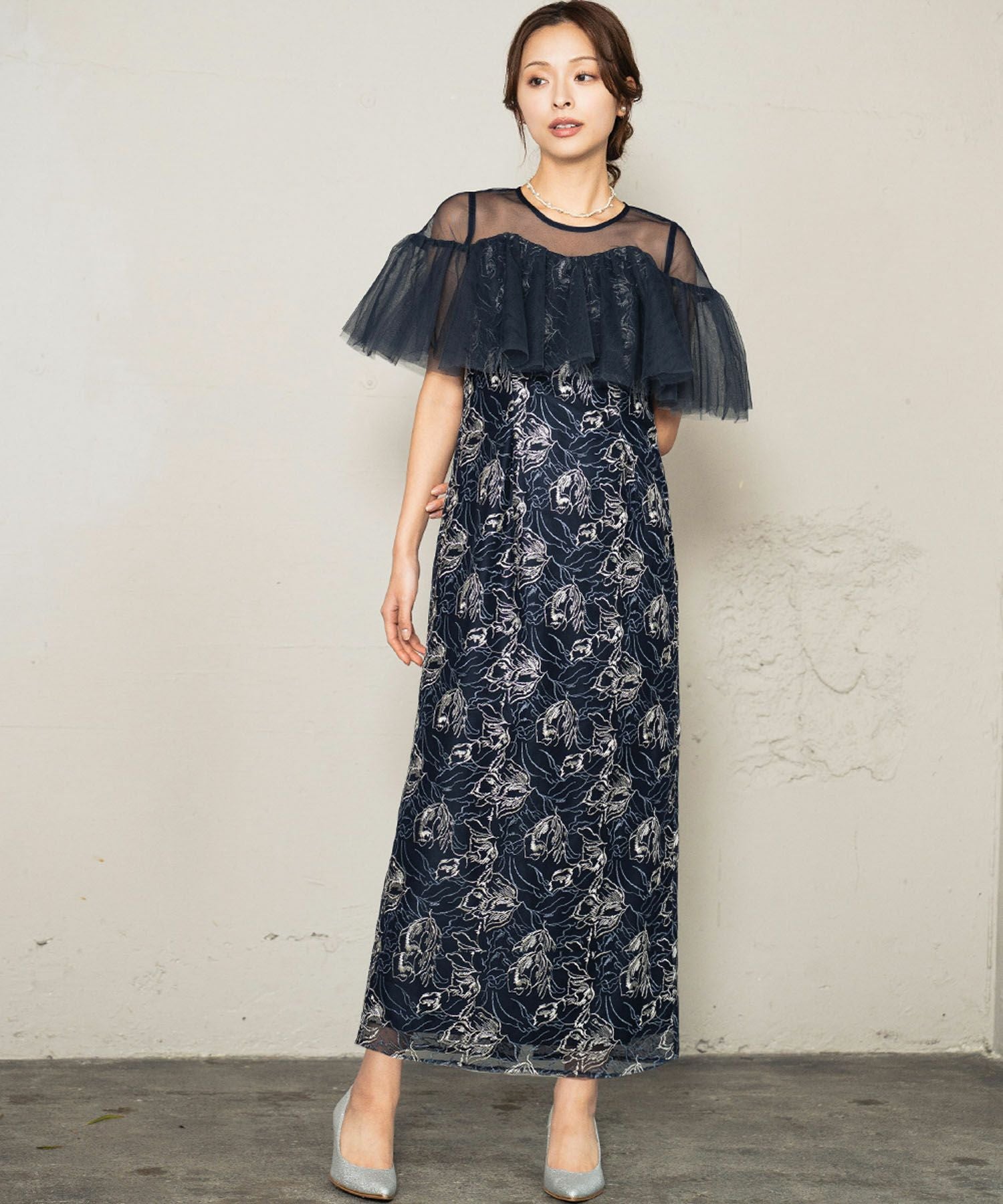 結婚式・お呼ばれ対応 | オフショル風スリーブ×レースドレス