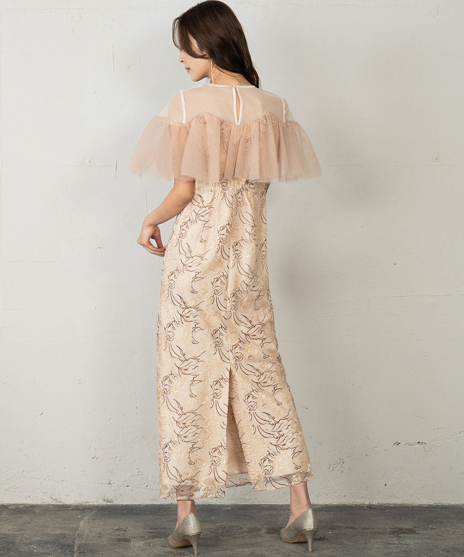 結婚式・お呼ばれ対応 | オフショル風スリーブ×レースドレス