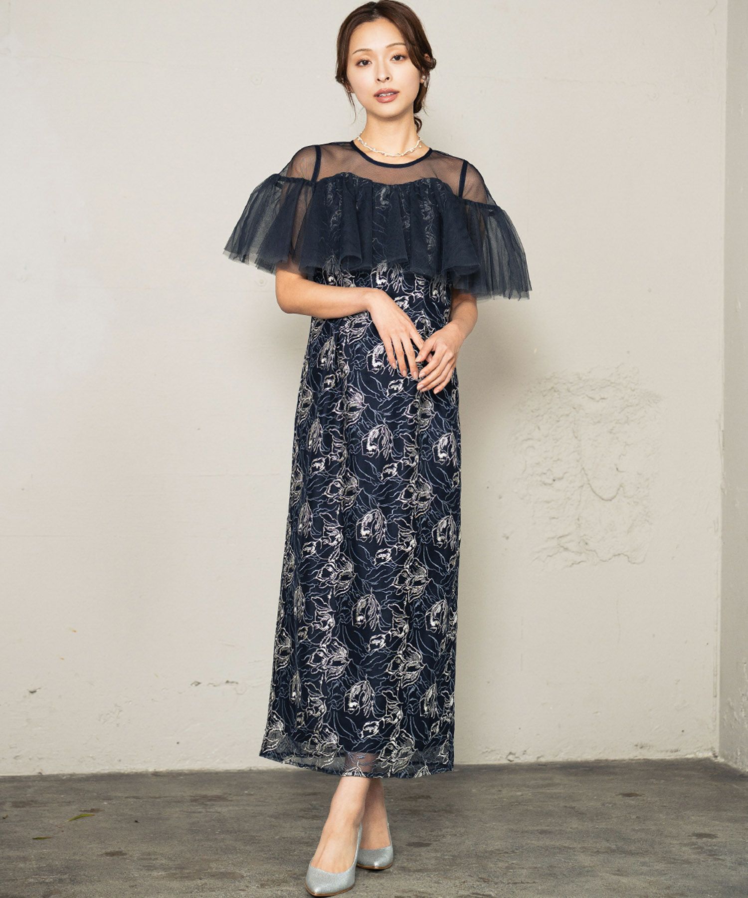 結婚式・お呼ばれ対応 | オフショル風スリーブ×レースドレス
