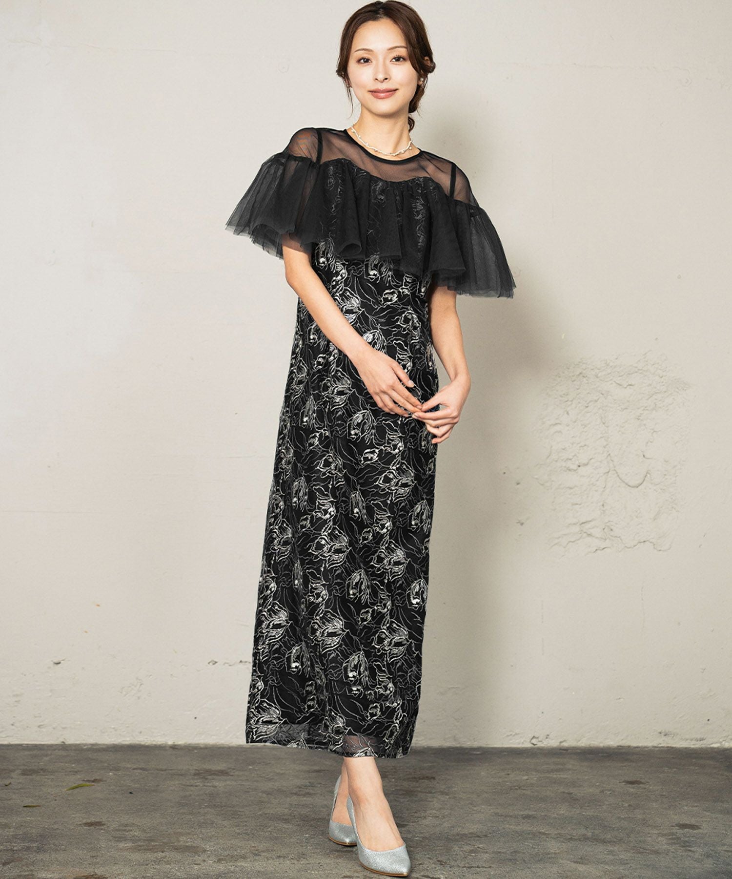 結婚式・お呼ばれ対応 | オフショル風スリーブ×レースドレス