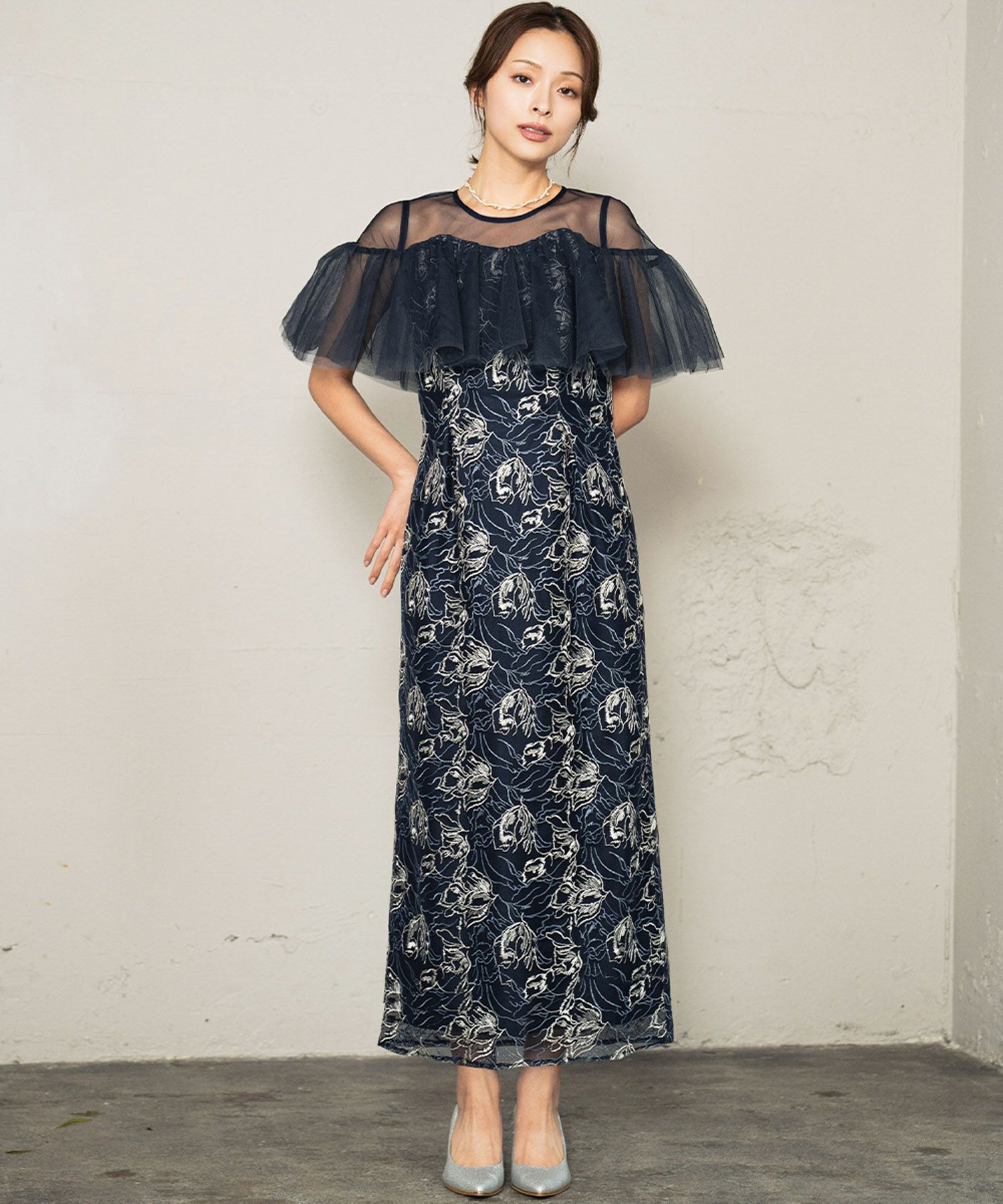 結婚式・お呼ばれ対応 | オフショル風スリーブ×レースドレス