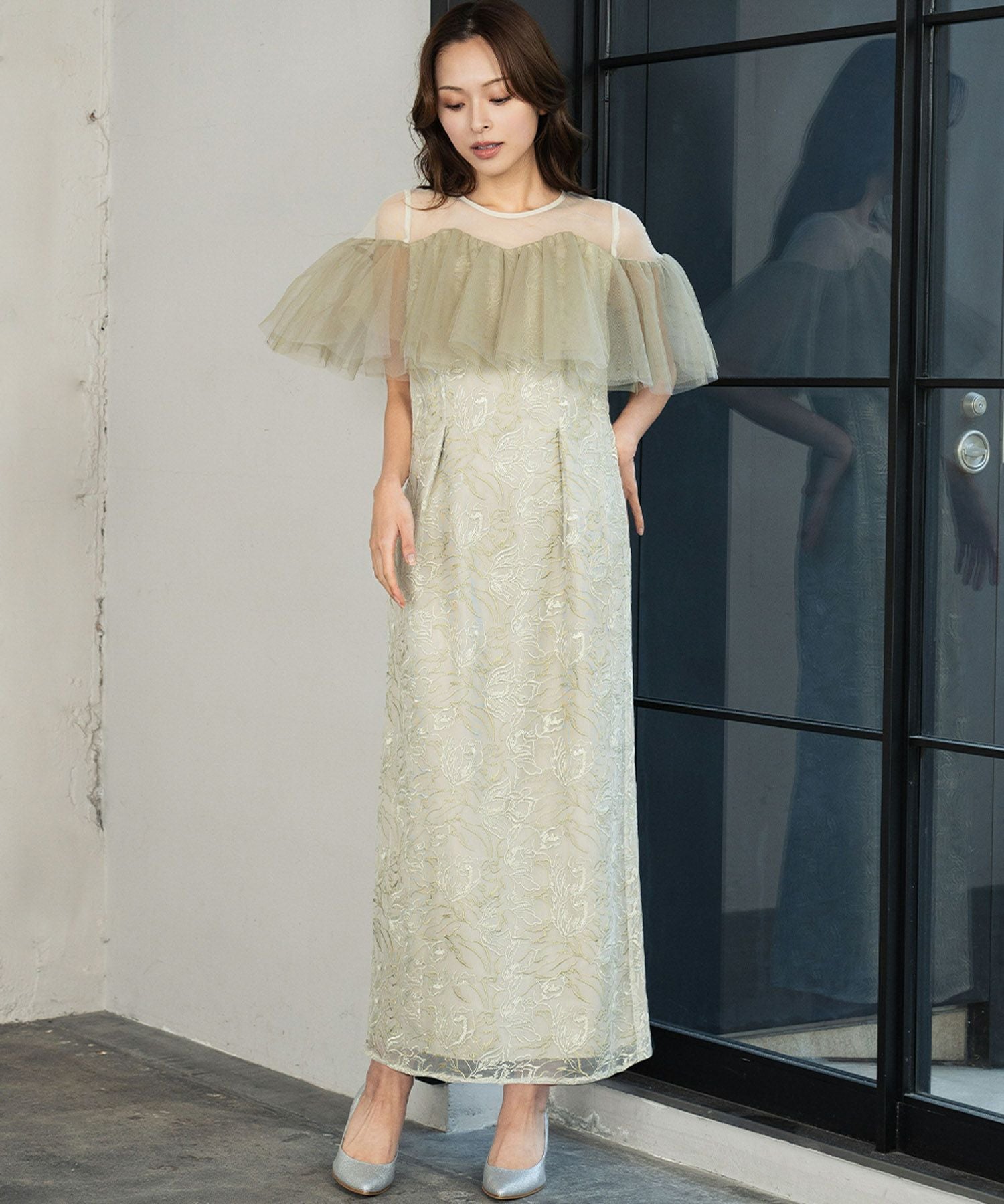 結婚式・お呼ばれ対応 | オフショル風スリーブ×レースドレス